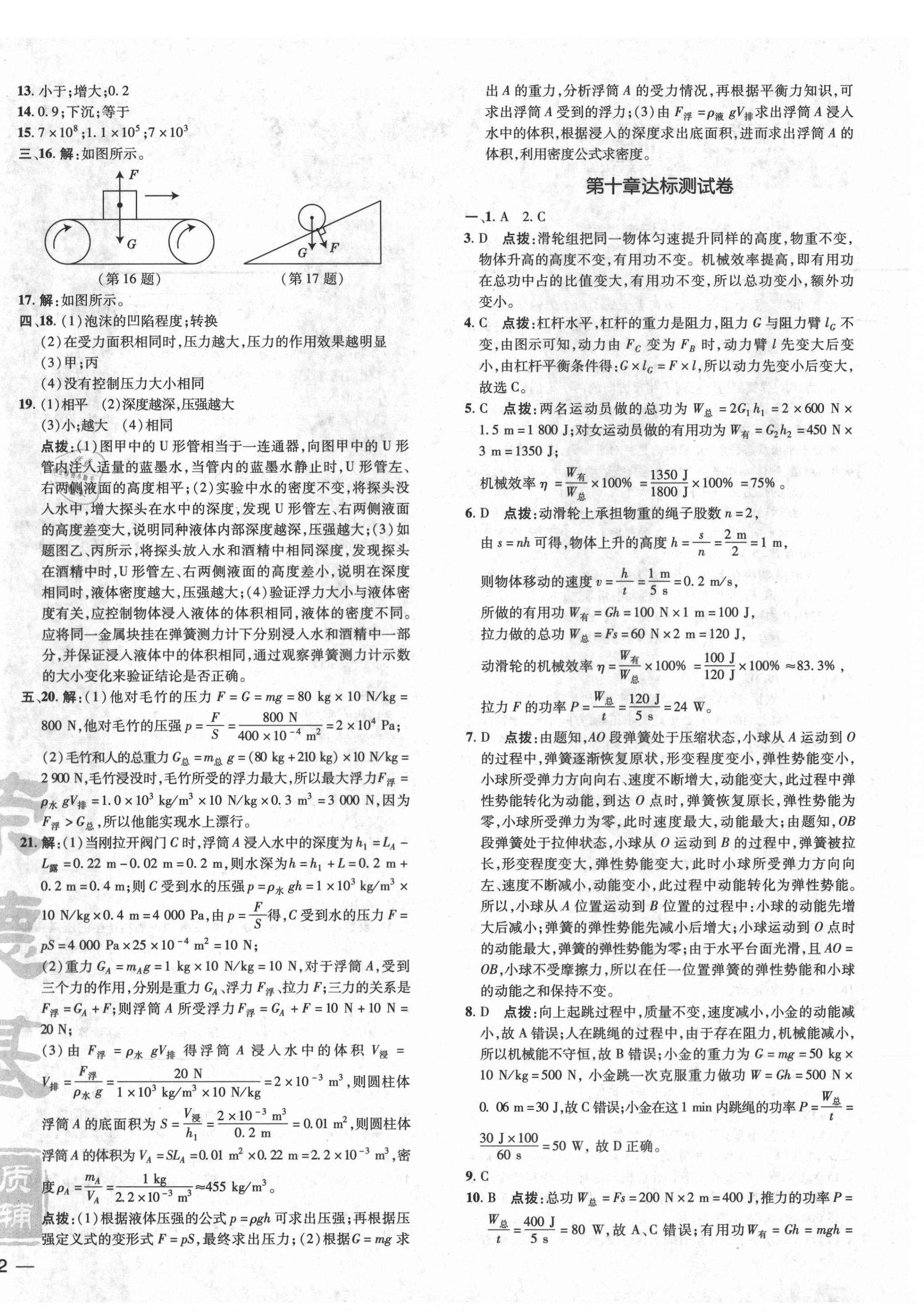 2021年點(diǎn)撥訓(xùn)練八年級(jí)物理下冊(cè)滬科版 參考答案第4頁(yè)