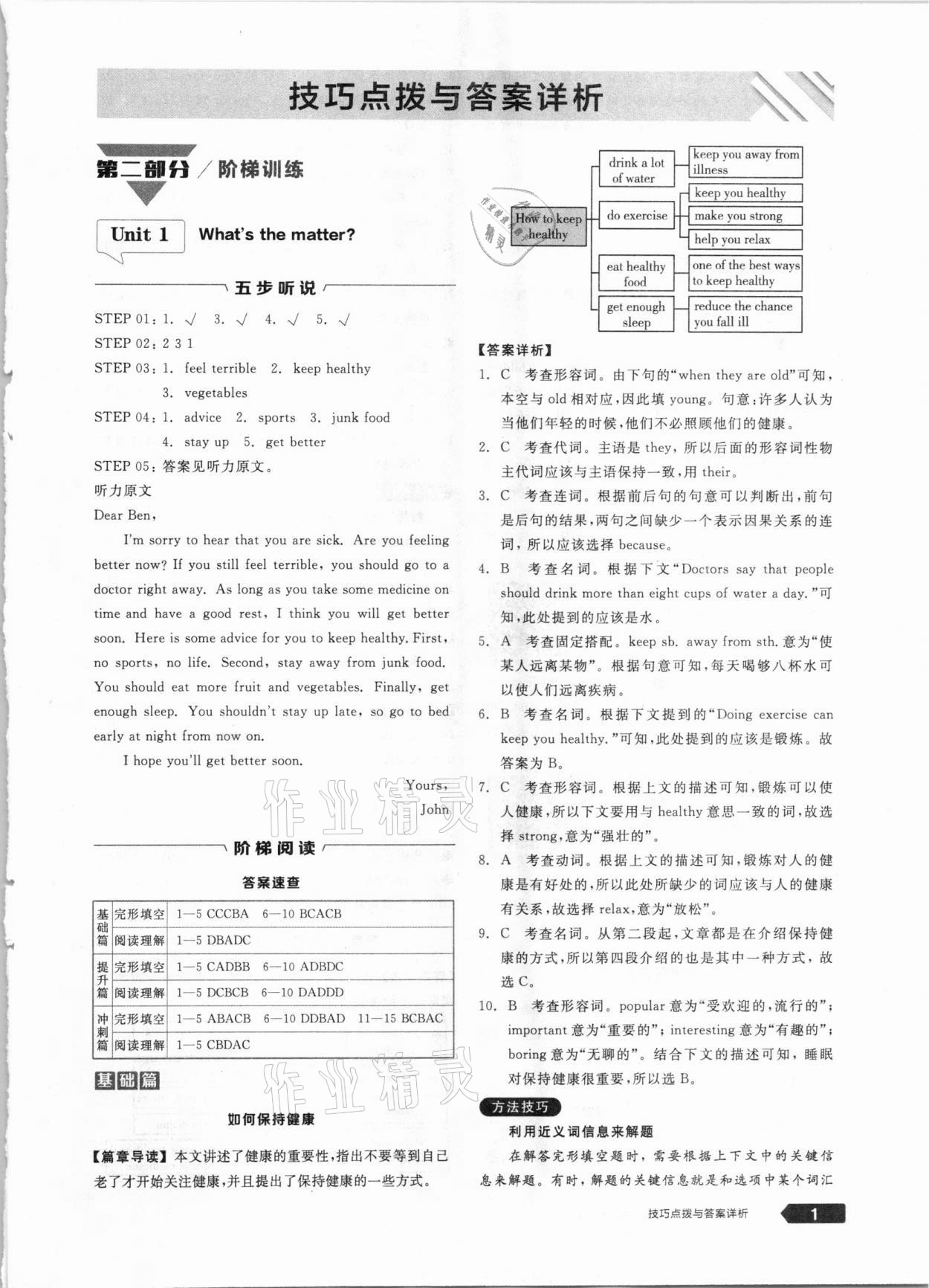 2021年练就优等生八年级英语下册人教版 参考答案第1页