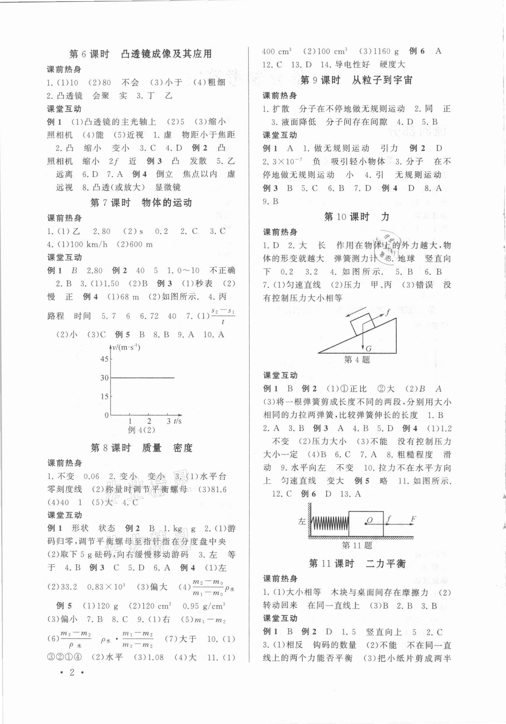 2021年贏在中考中考學案物理江蘇專版 參考答案第2頁