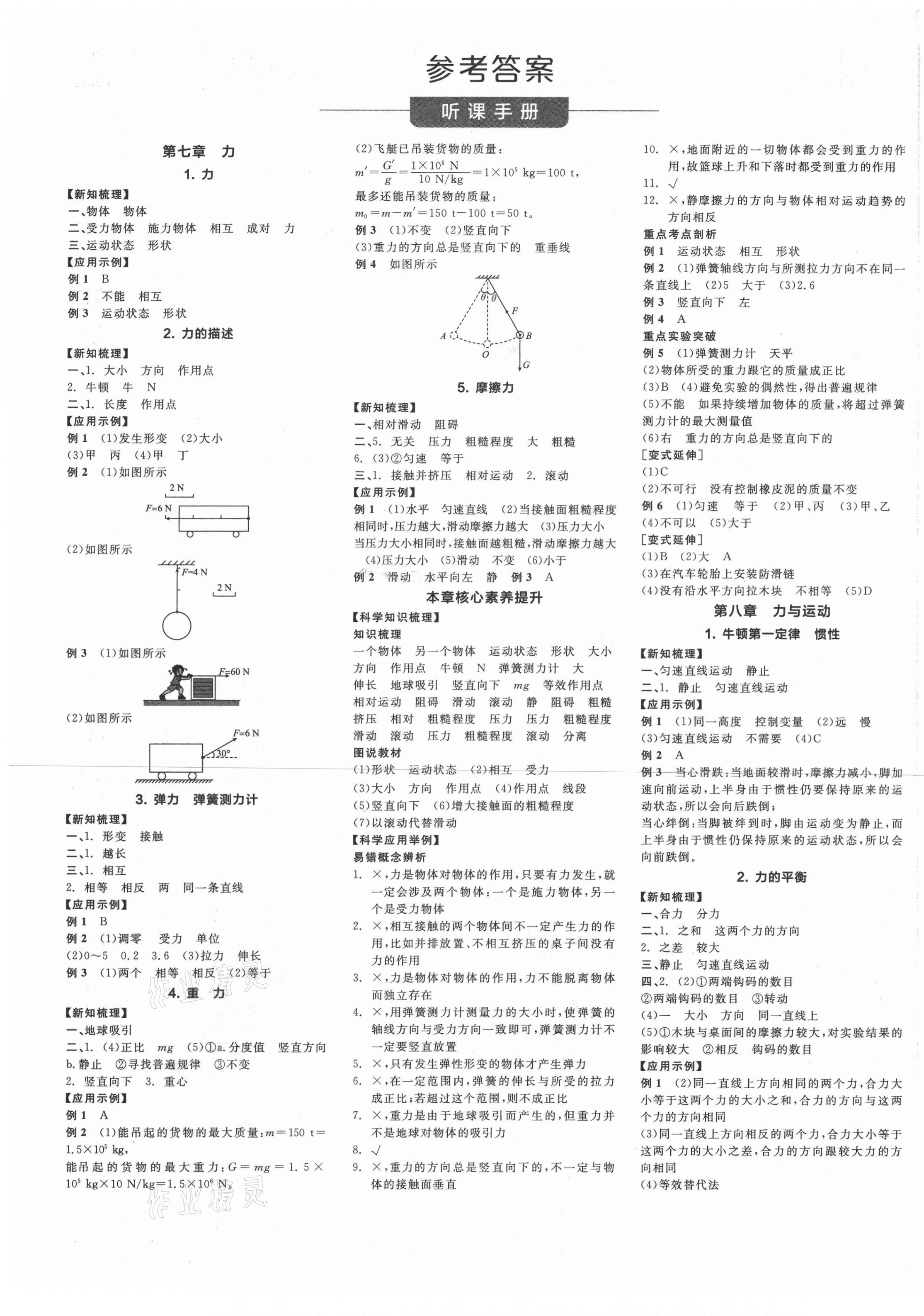 2021年全品学练考八年级物理下册教科版 第1页