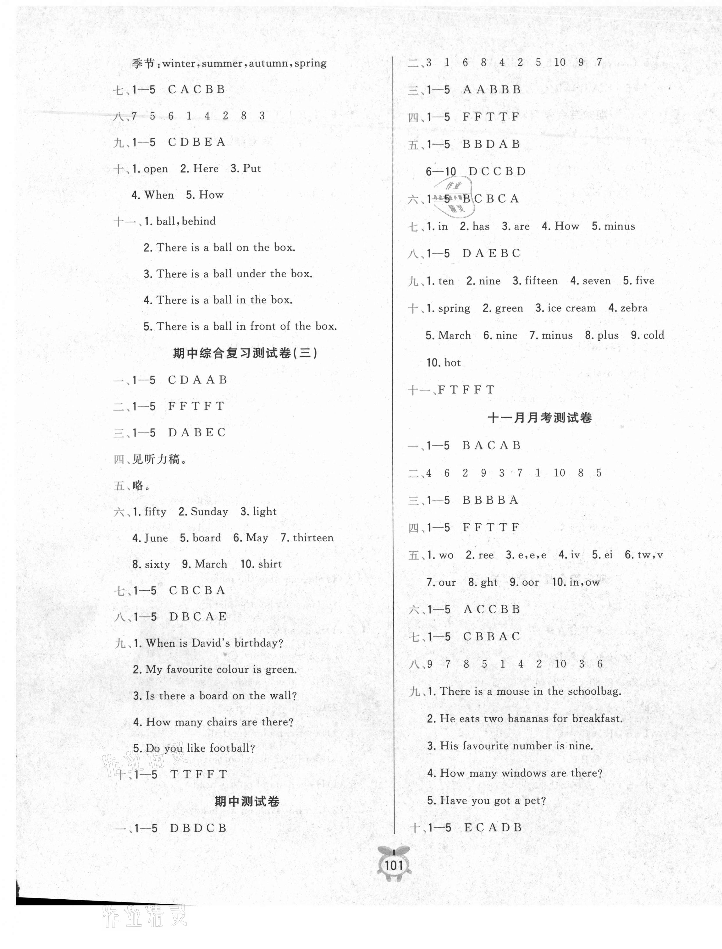 2020年必刷培優(yōu)測試卷四年級英語上冊 第4頁
