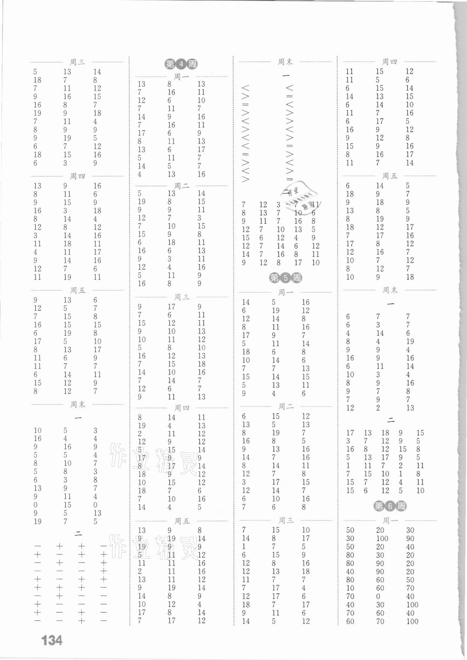 2021年通城學典小學數(shù)學計算能手一年級下冊西師大版 參考答案第2頁