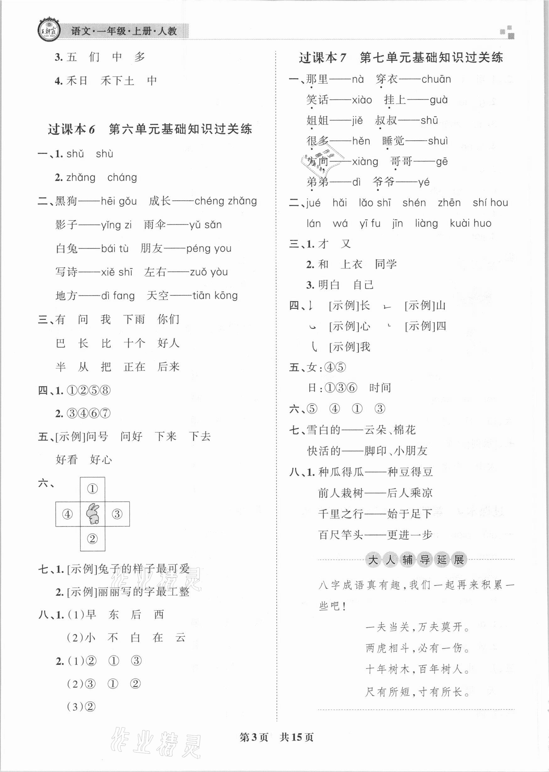 2020年王朝霞各地期末試卷精選一年級(jí)語(yǔ)文上冊(cè)人教版臨沂專版 參考答案第3頁(yè)