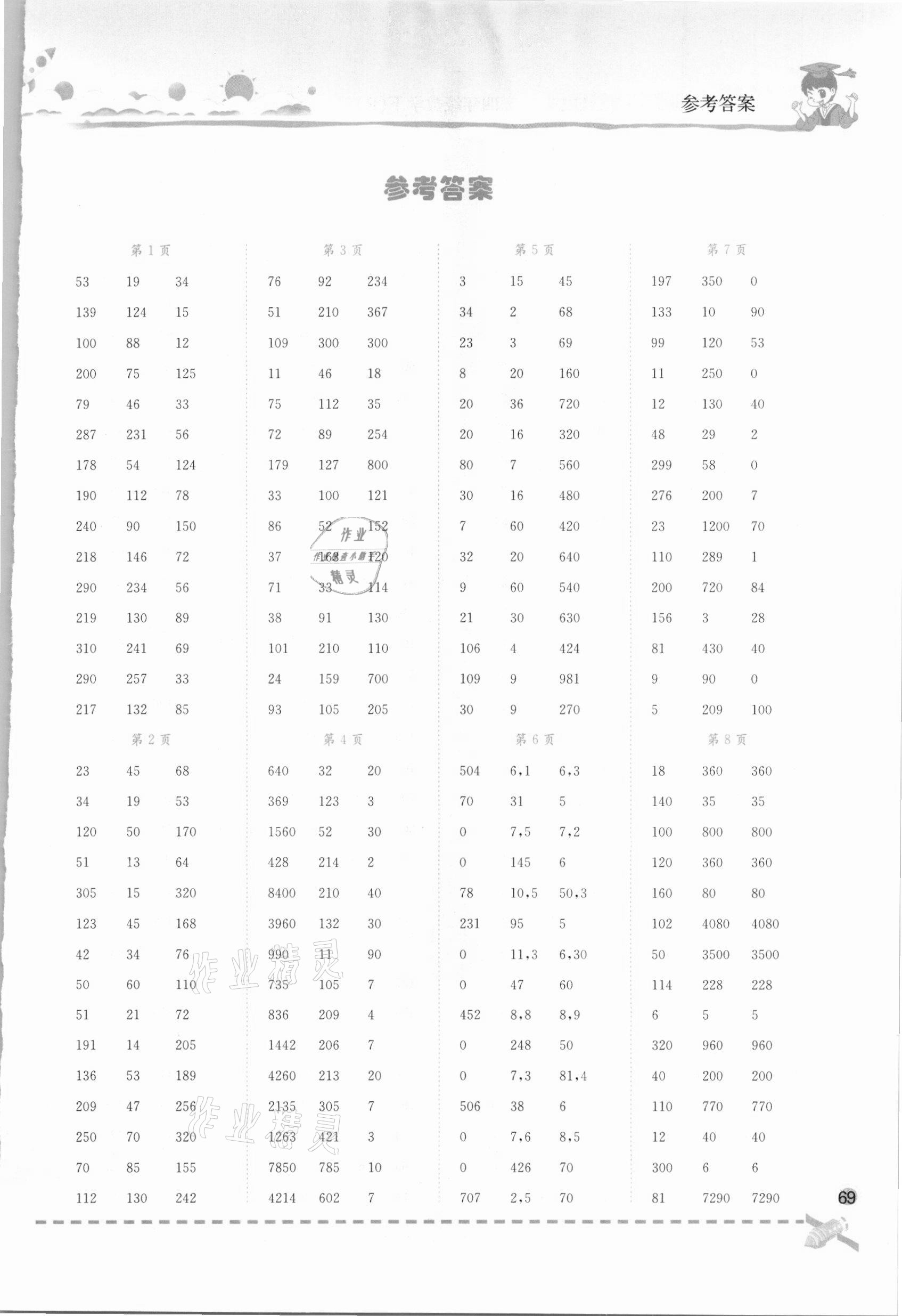 2021年黄冈小状元口算速算练习册四年级数学下册人教版 第1页