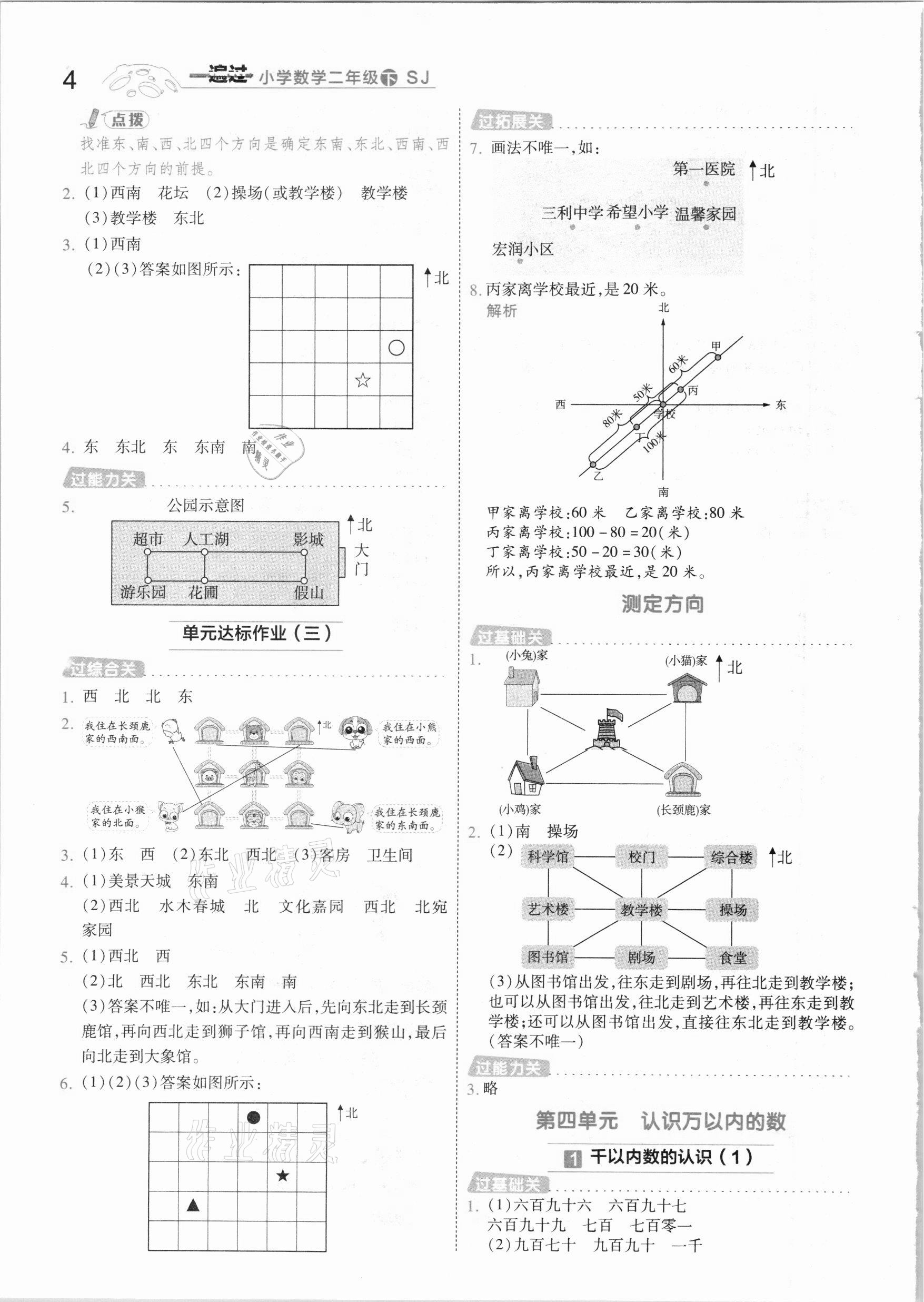 2021年一遍過小學(xué)數(shù)學(xué)二年級下冊蘇教版 參考答案第4頁