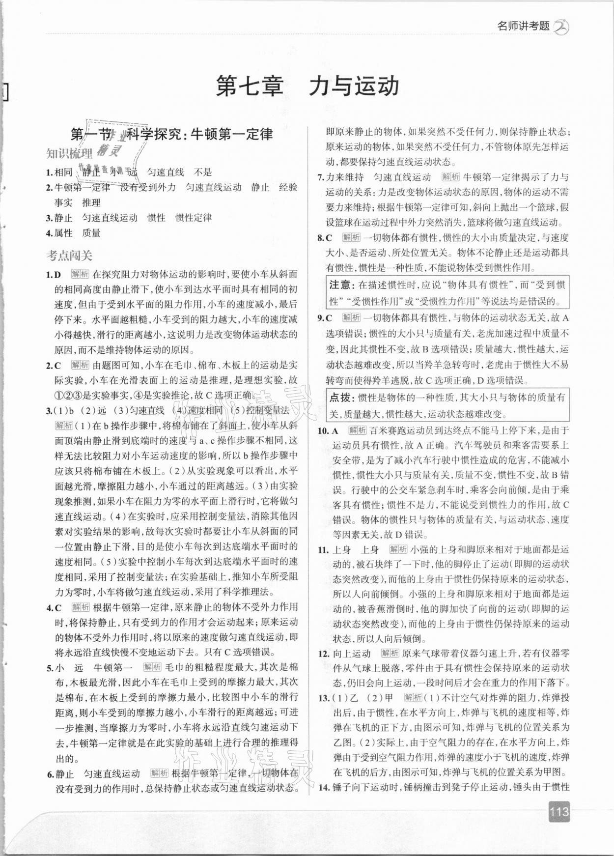 2021年走向中考考場(chǎng)八年級(jí)物理下冊(cè)滬科版 參考答案第1頁(yè)