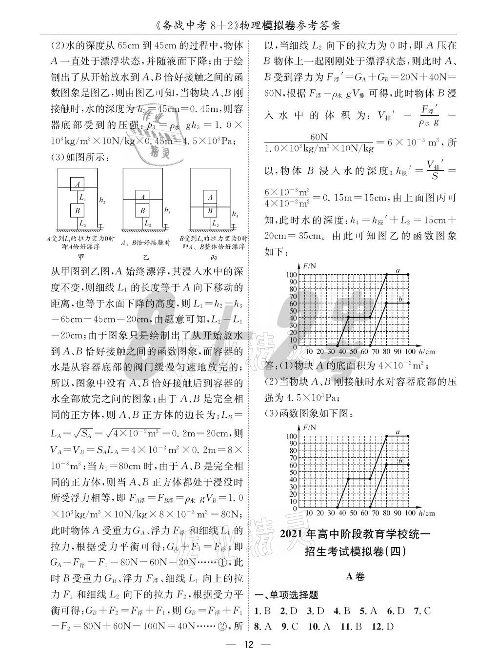 2021年成都備戰(zhàn)中考8加2物理 參考答案第12頁(yè)