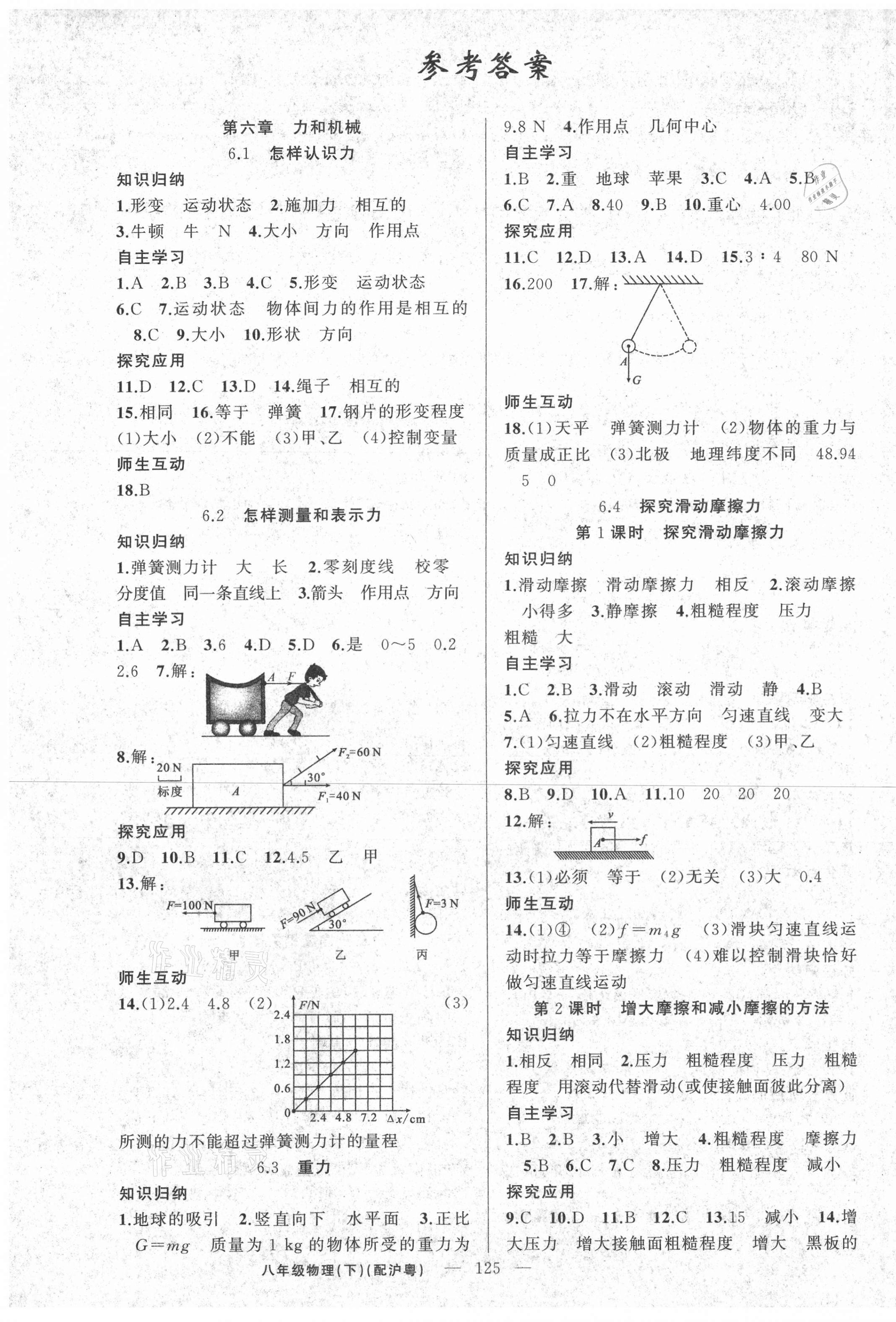 2021年原創(chuàng)新課堂八年級物理下冊滬粵版 第1頁