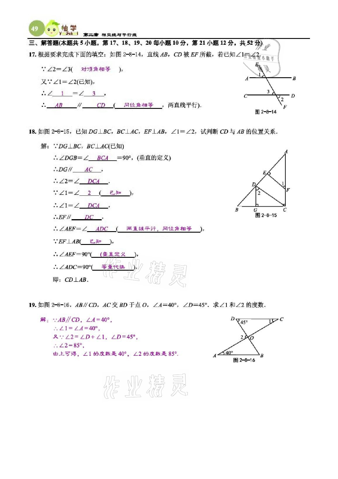 2021年課時分層作業(yè)本七年級數(shù)學(xué)下冊北師大版 參考答案第49頁