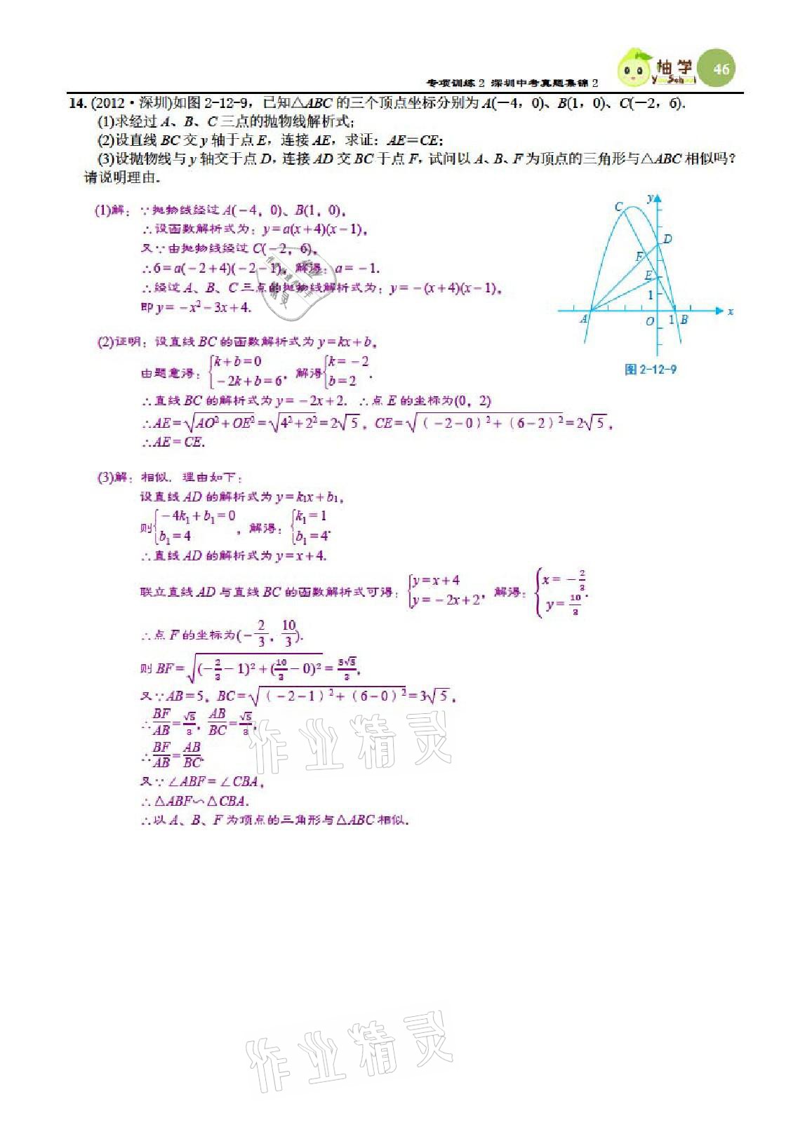 2021年課時分層作業(yè)本九年級數(shù)學(xué)下冊北師大版 參考答案第46頁