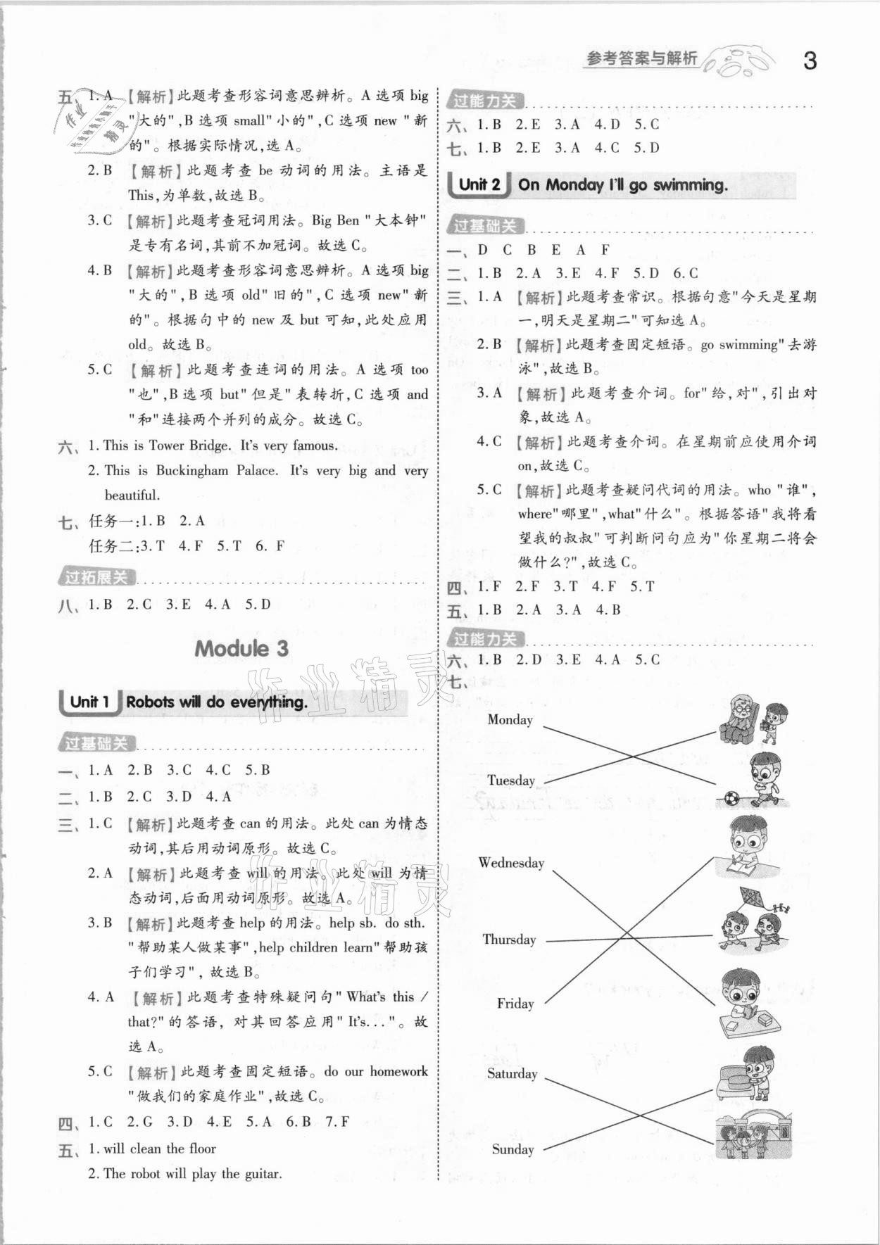 2021年一遍過小學(xué)英語四年級下冊外研版 參考答案第3頁