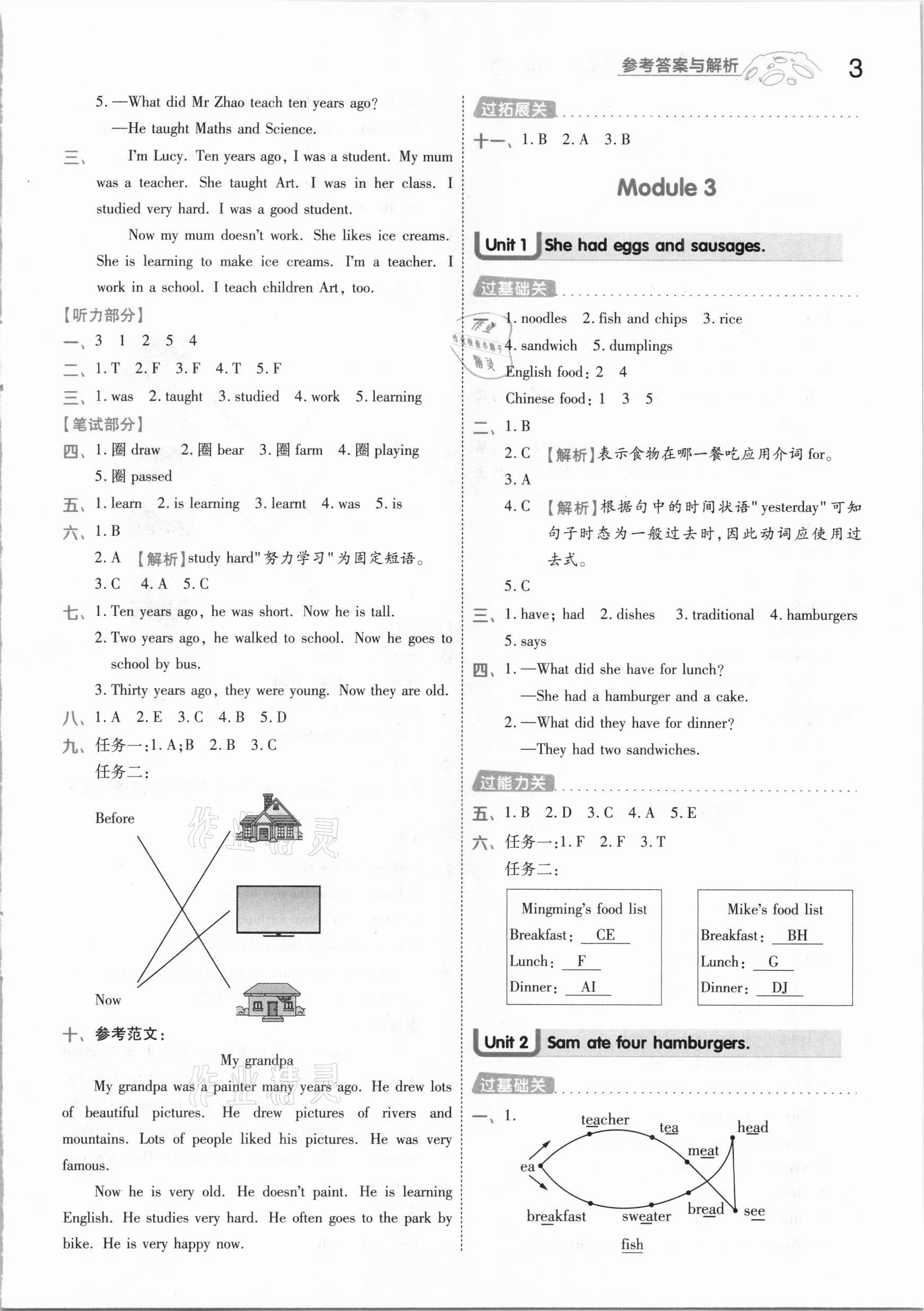 2021年一遍過小學(xué)英語五年級下冊外研版 參考答案第3頁