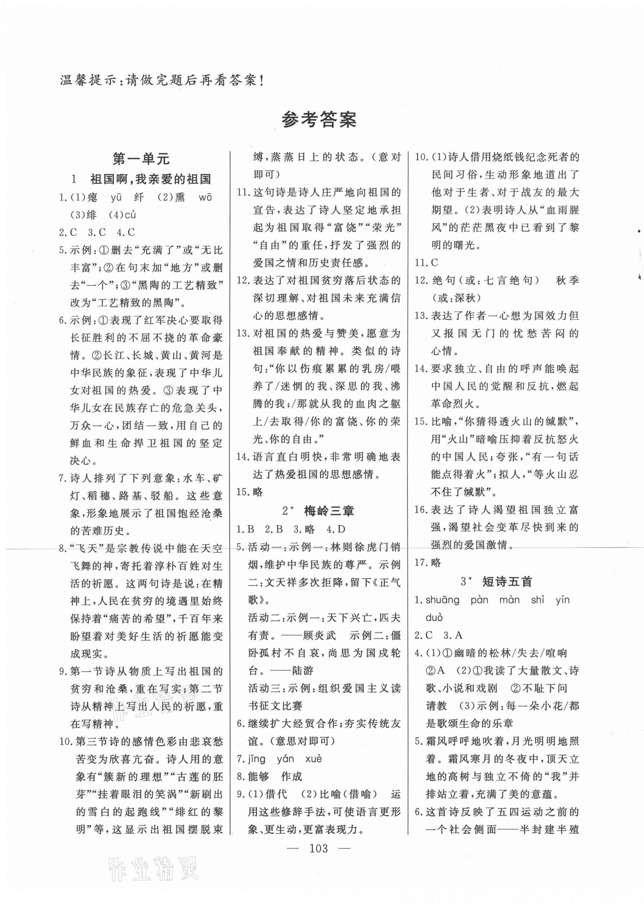 2021年自主訓(xùn)練九年級(jí)語(yǔ)文下冊(cè)人教版 第1頁(yè)