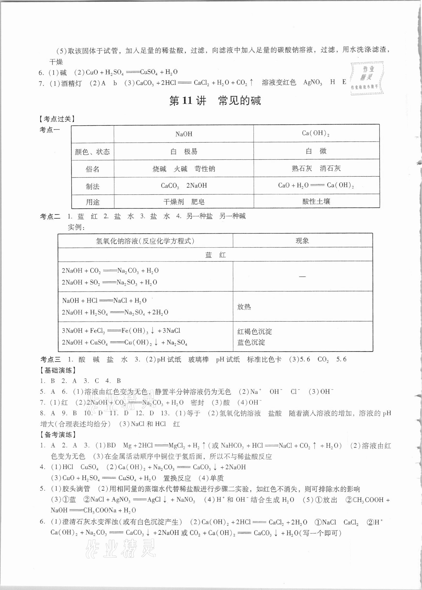2021年新課程中考復(fù)習(xí)指導(dǎo)化學(xué)&nbsp;參考答案第8頁