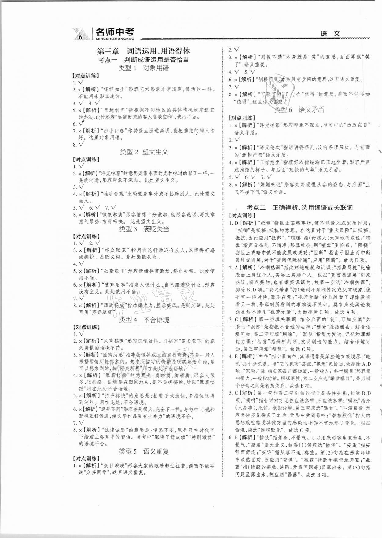 2021年名師中考語文廣東專用 參考答案第6頁