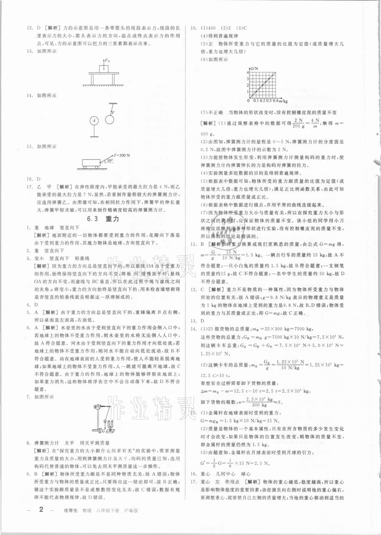 2021年练就优等生八年级物理下册沪粤版 参考答案第2页