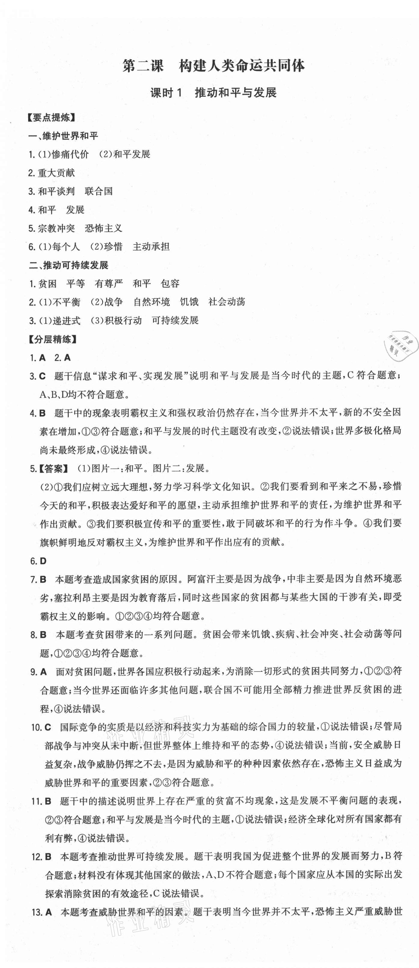 2021年一本同步訓(xùn)練初中道德與法治九年級下冊人教版安徽專用 第4頁