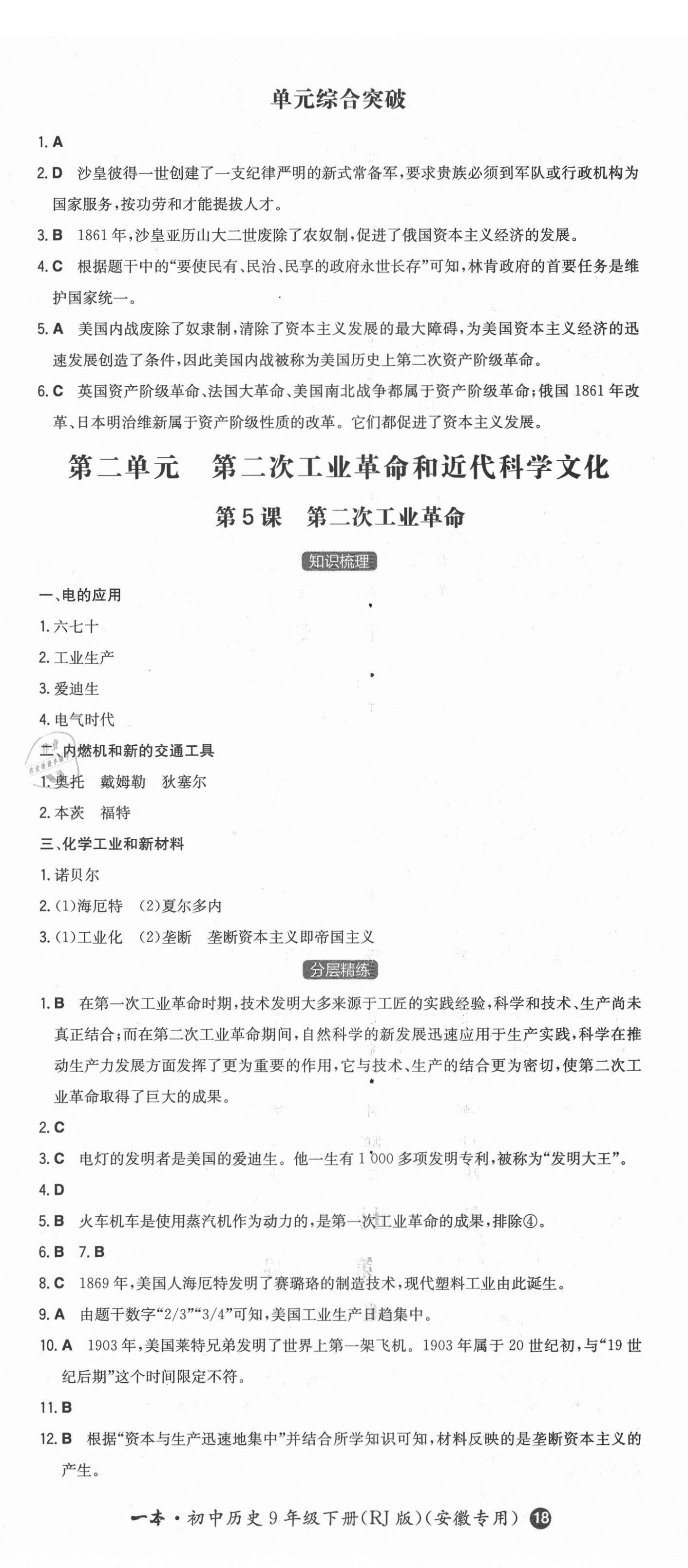 2021年一本同步訓(xùn)練初中歷史九年級下冊人教版安徽專用 第5頁