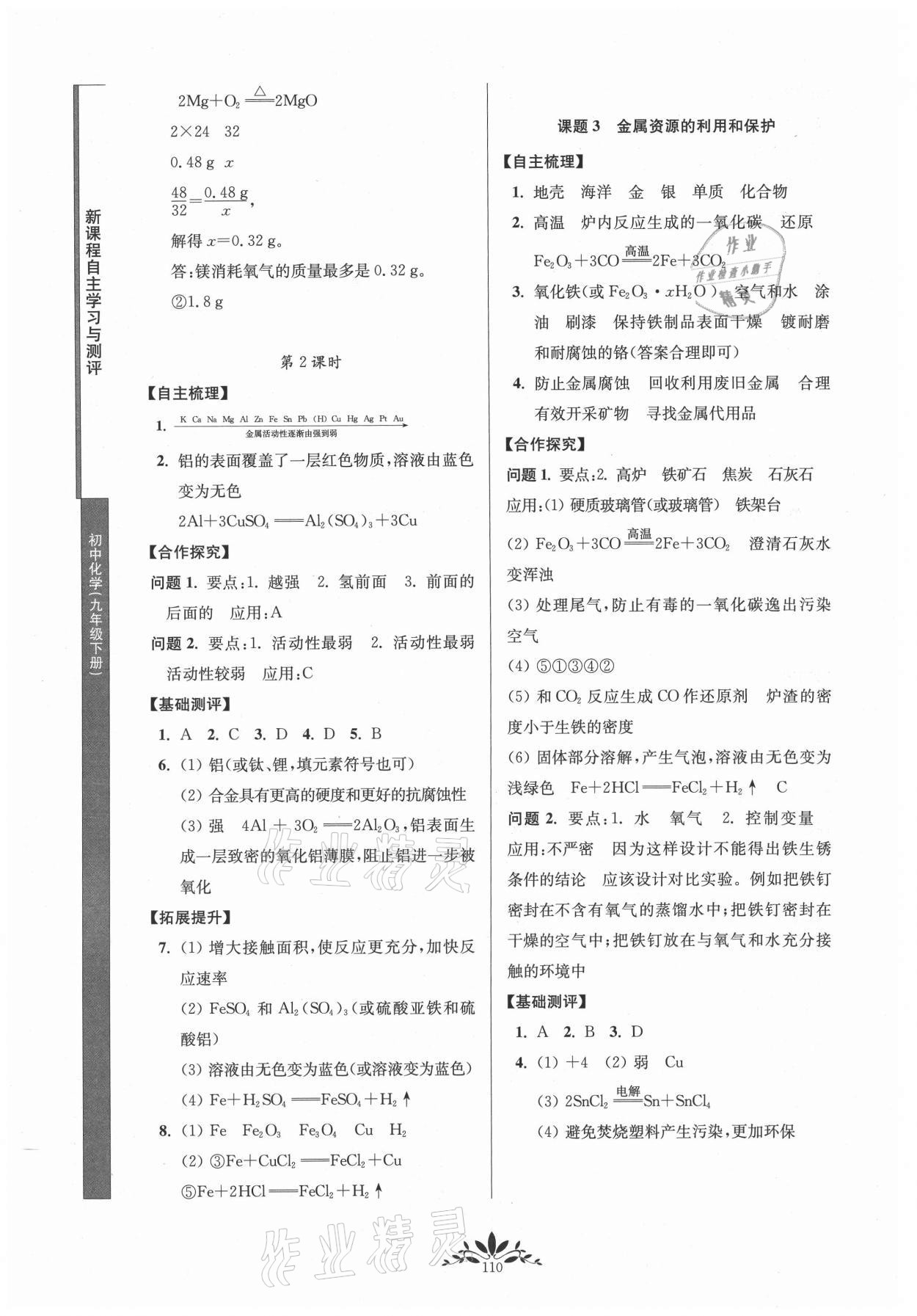 2021年新課程自主學(xué)習(xí)與測評初中化學(xué)九年級下冊人教版 第2頁