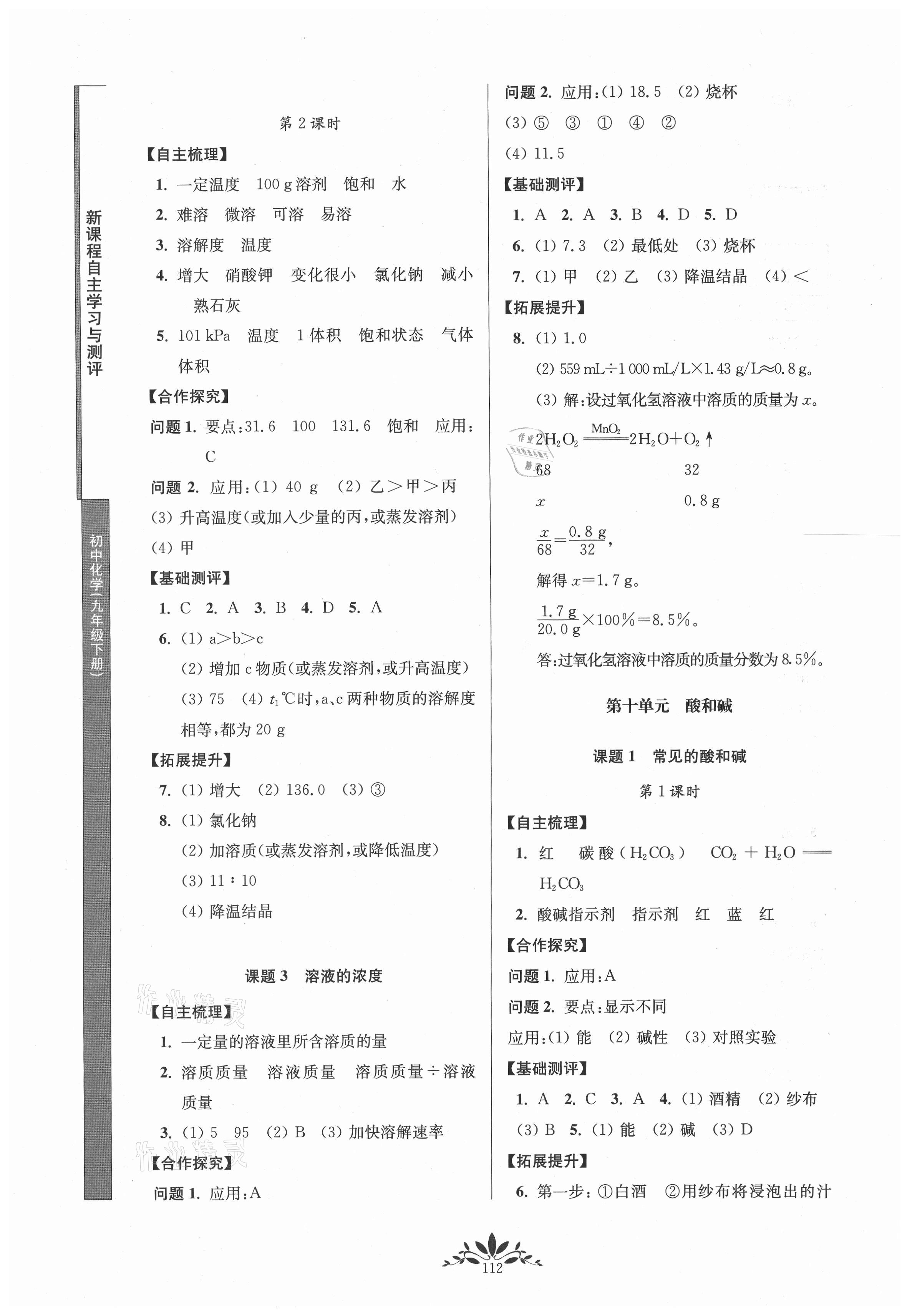 2021年新課程自主學(xué)習(xí)與測評初中化學(xué)九年級下冊人教版 第4頁