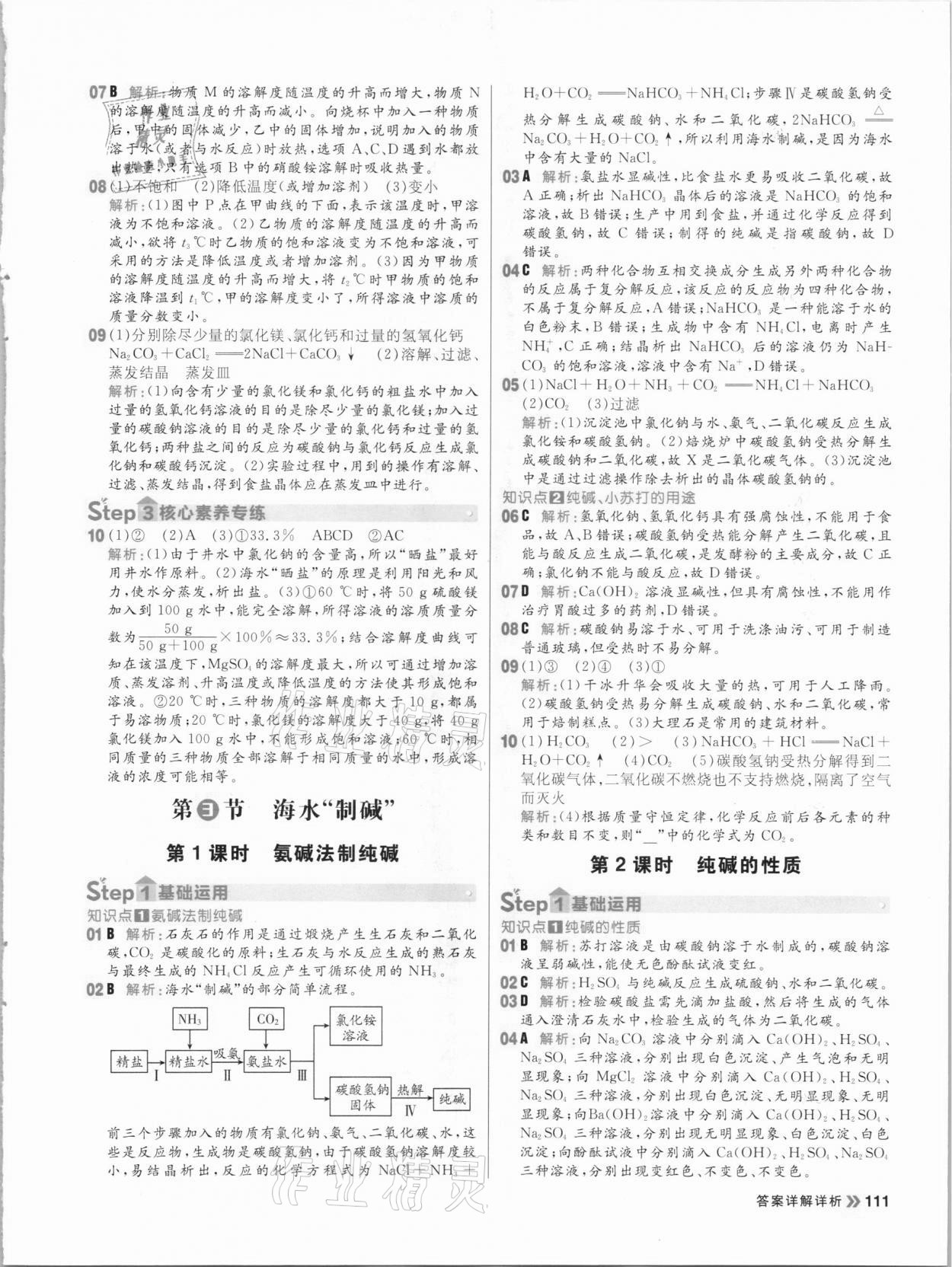 2021年陽光計劃初中同步九年級化學下冊魯教版 參考答案第11頁