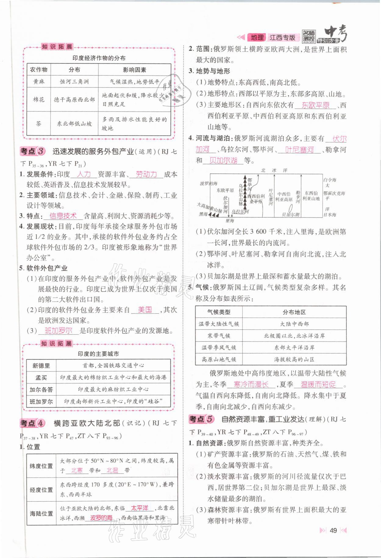 2021年名師測控中考特訓方案地理江西專版 參考答案第47頁