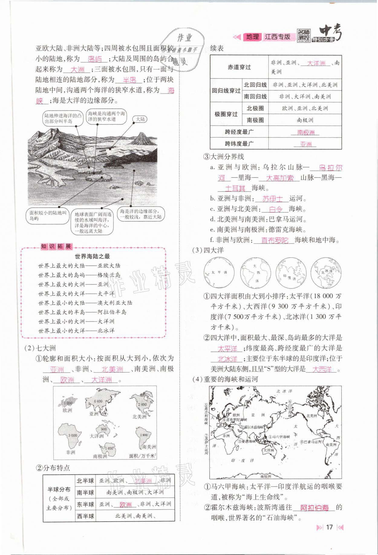 2021年名師測控中考特訓方案地理江西專版 參考答案第15頁