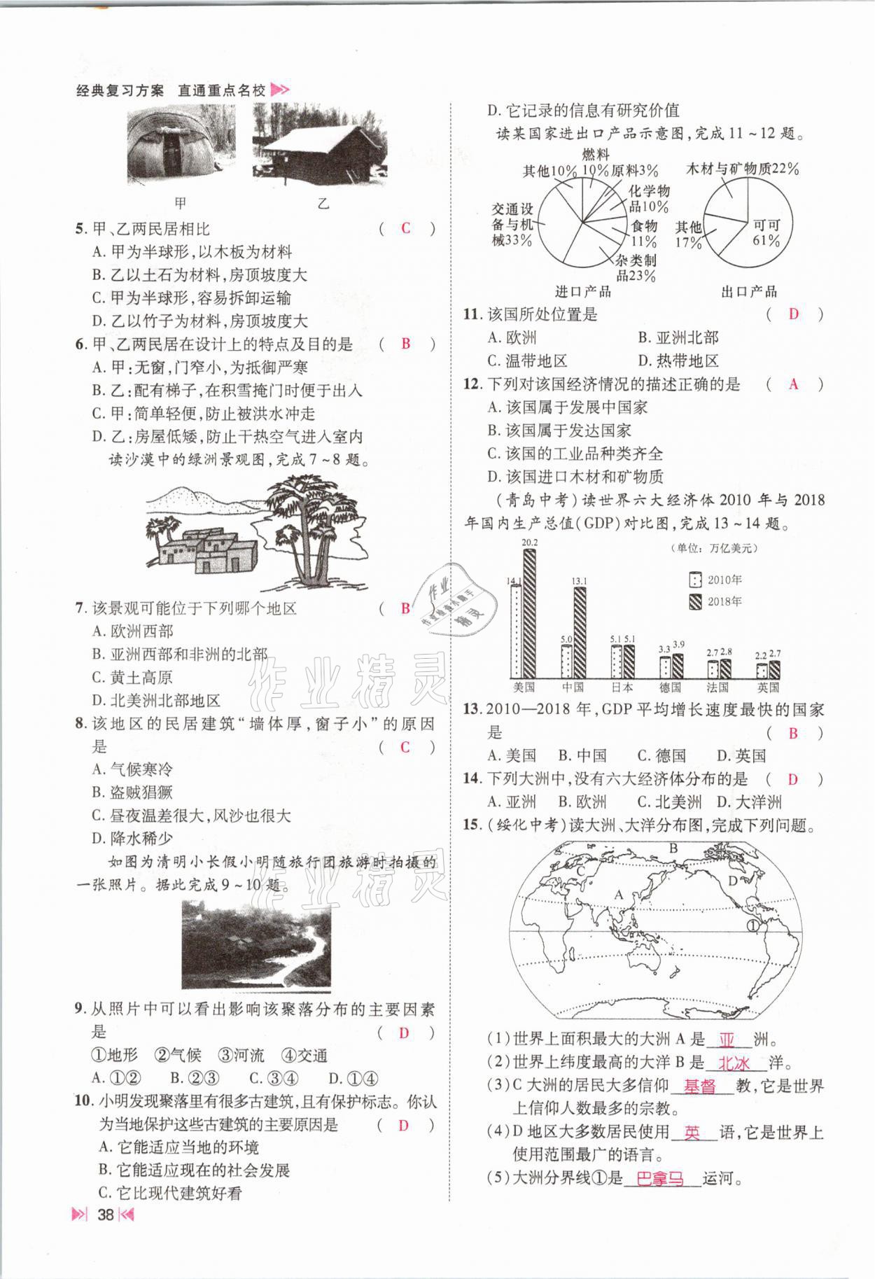 2021年名師測控中考特訓(xùn)方案地理江西專版 參考答案第36頁