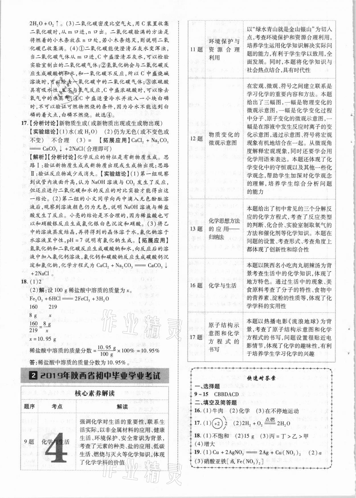 2021年優(yōu)題庫陜西中考化學 參考答案第3頁