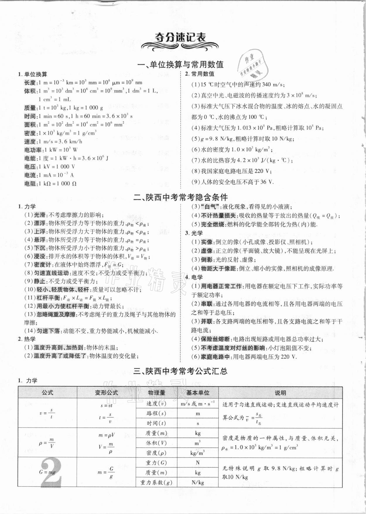 2021年優(yōu)題庫(kù)陜西中考物理 參考答案第1頁(yè)