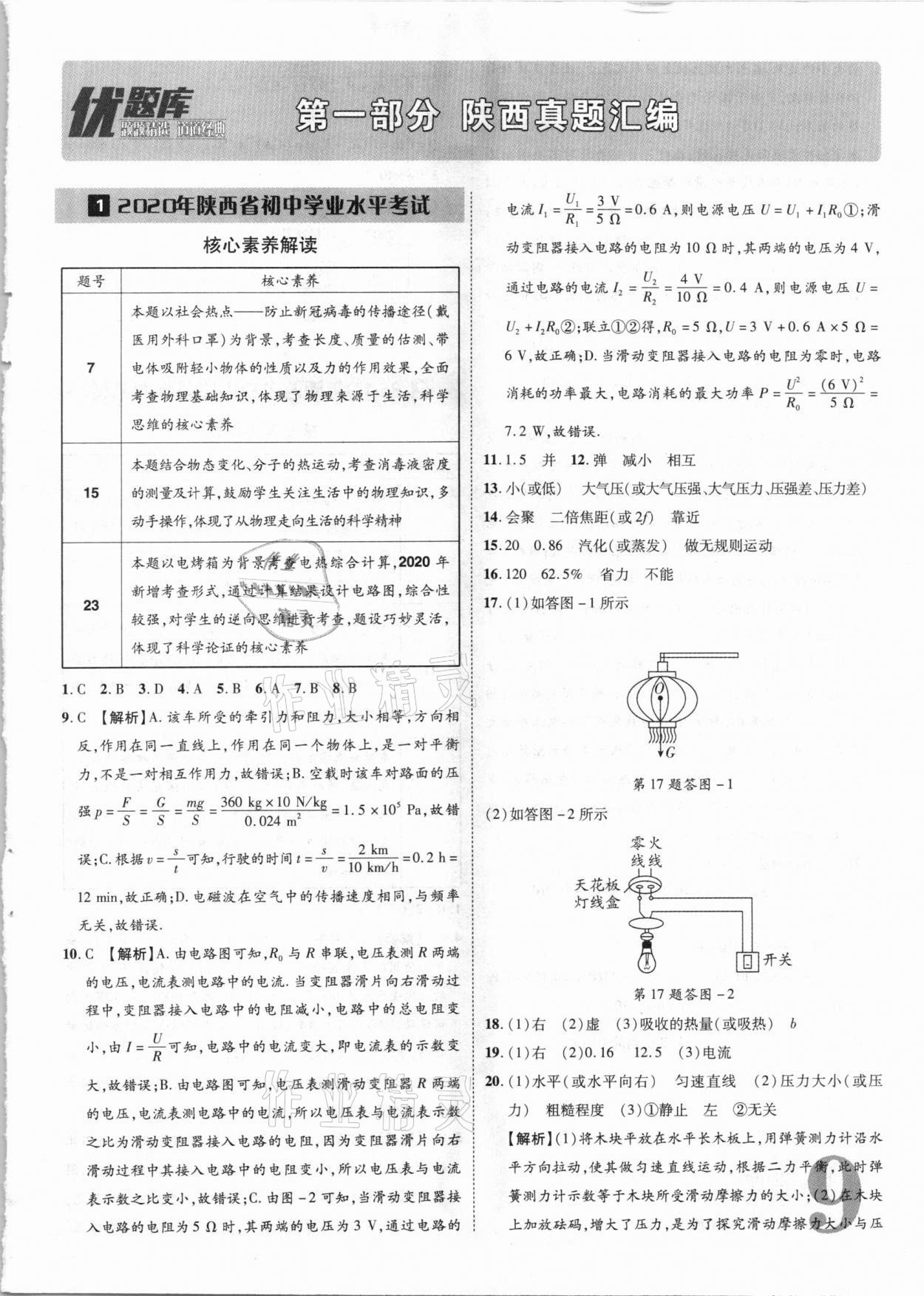 2021年優(yōu)題庫陜西中考物理 參考答案第8頁