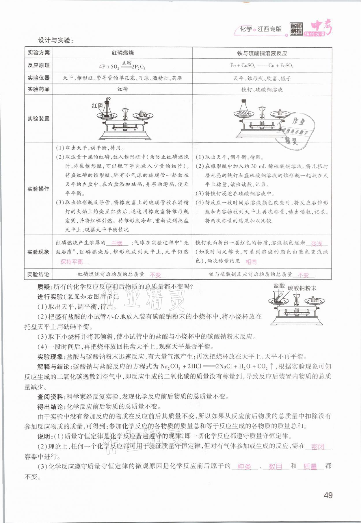 2021年名師測控中考特訓方案化學江西專版 參考答案第49頁