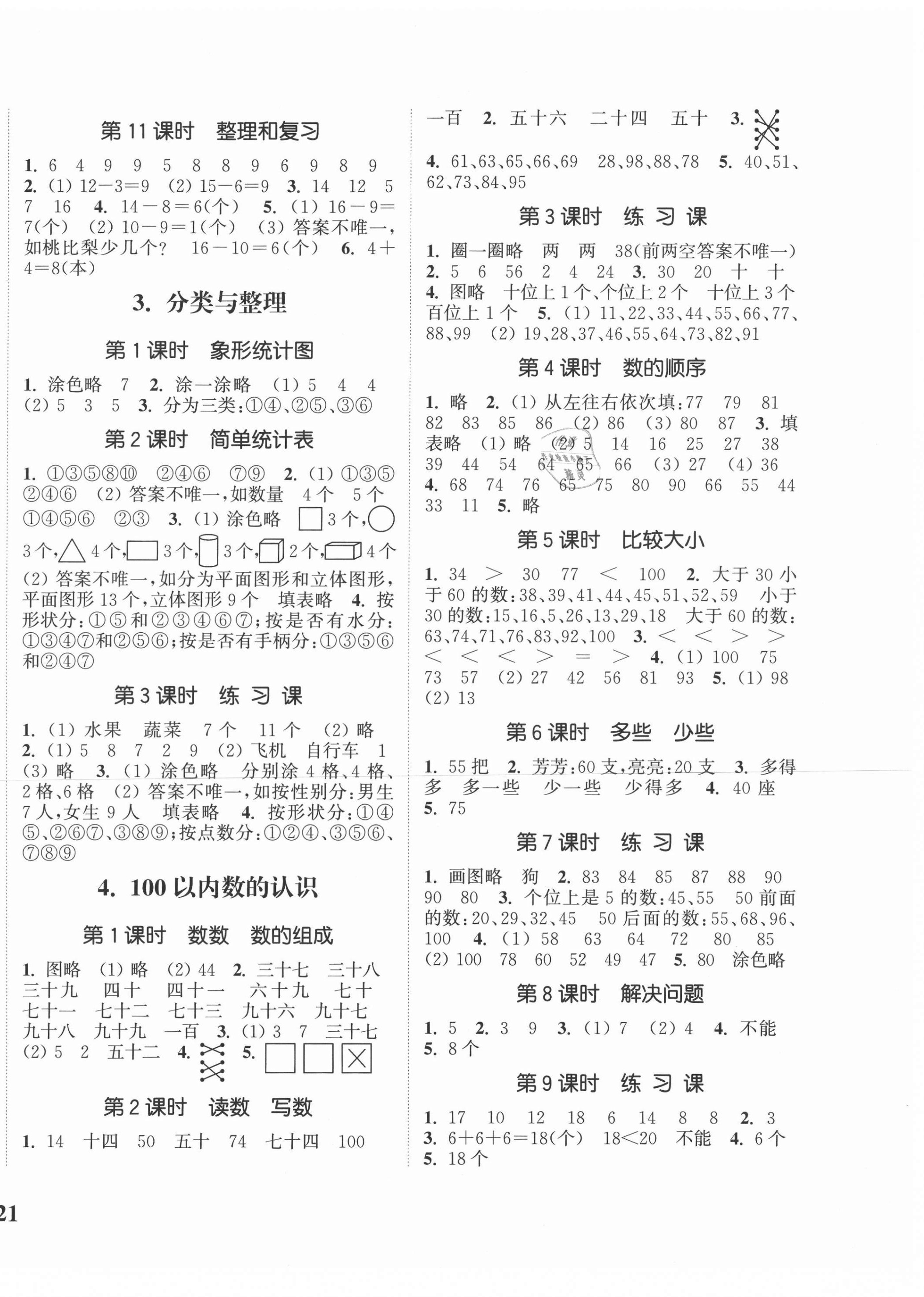 2021年通城學(xué)典課時新體驗一年級數(shù)學(xué)下冊人教版 第2頁