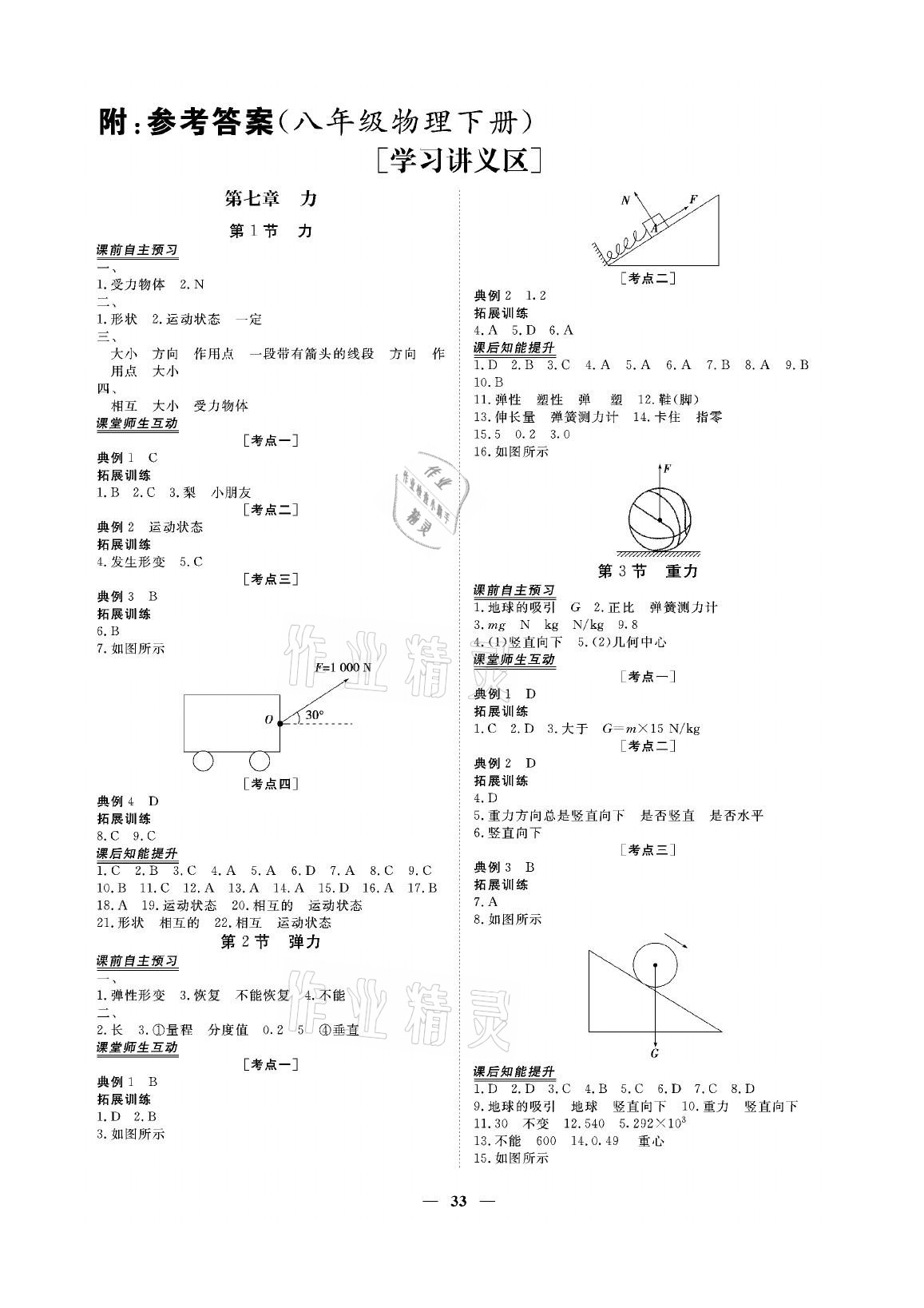 2021年青于藍(lán)課堂八年級(jí)物理下冊(cè)人教版 參考答案第1頁(yè)