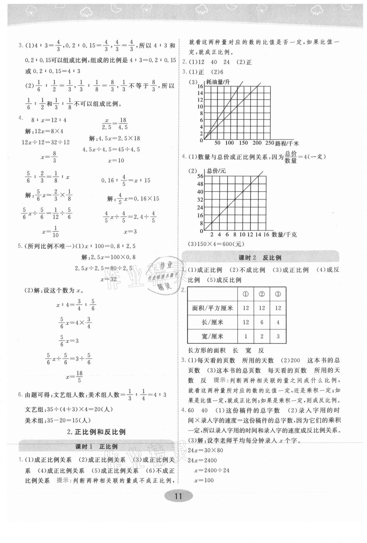 2021年黃岡同步練一日一練六年級(jí)數(shù)學(xué)下冊(cè)人教版 參考答案第11頁(yè)