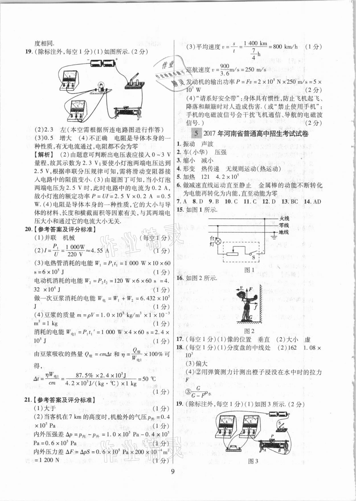 2021年中考靶向集訓熱點試題精編物理 參考答案第9頁