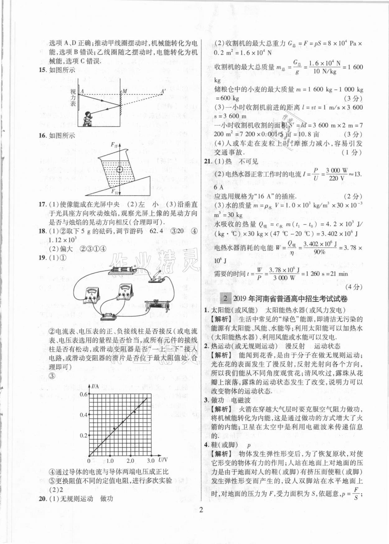 2021年中考靶向集訓(xùn)熱點(diǎn)試題精編物理 參考答案第2頁