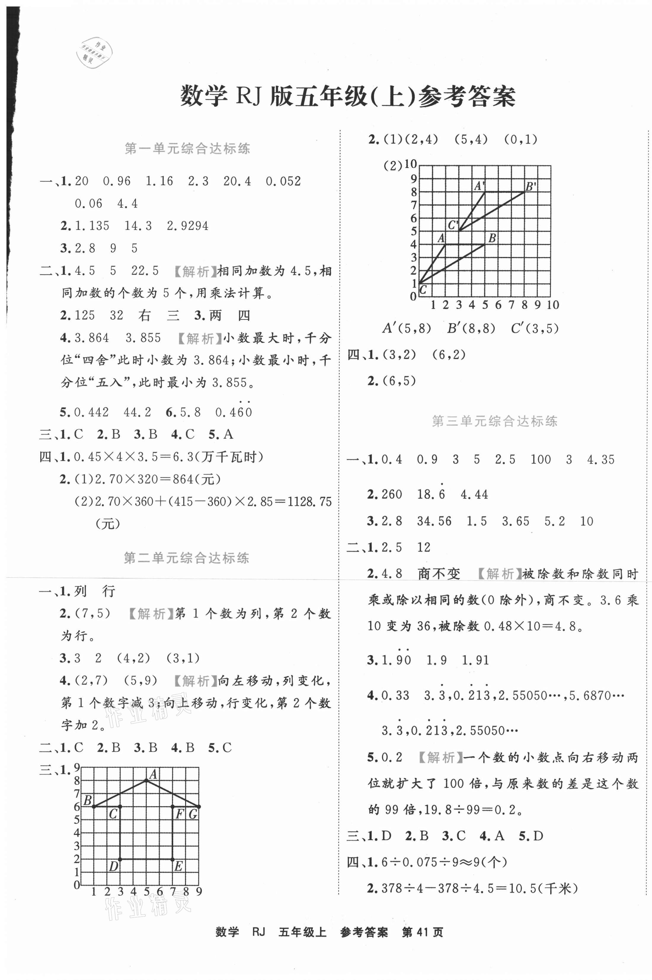 2020年期末小狀元五年級(jí)數(shù)學(xué)上冊(cè)人教版 第1頁(yè)