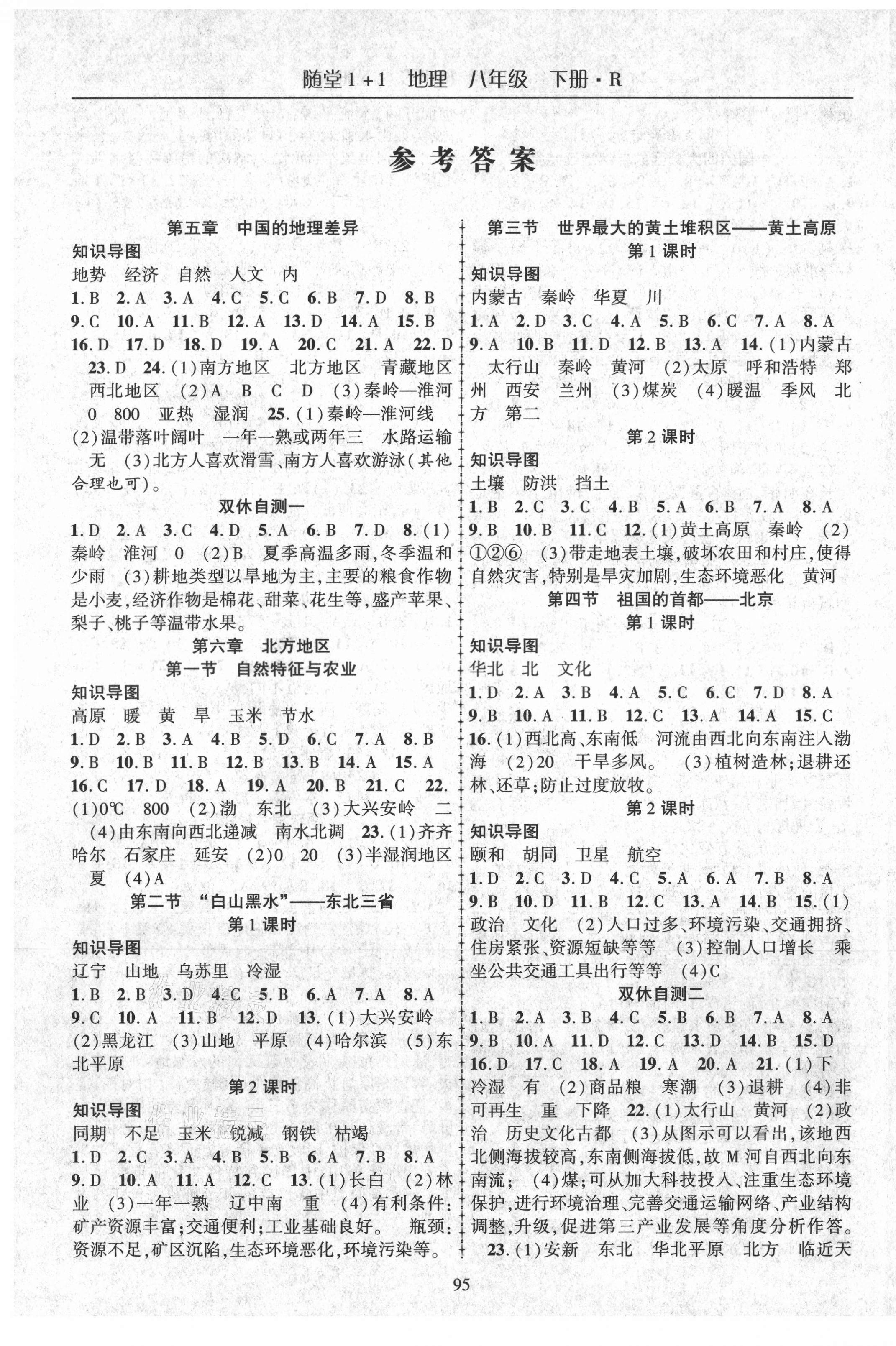 2021年隨堂1加1導(dǎo)練八年級地理下冊人教版 第1頁