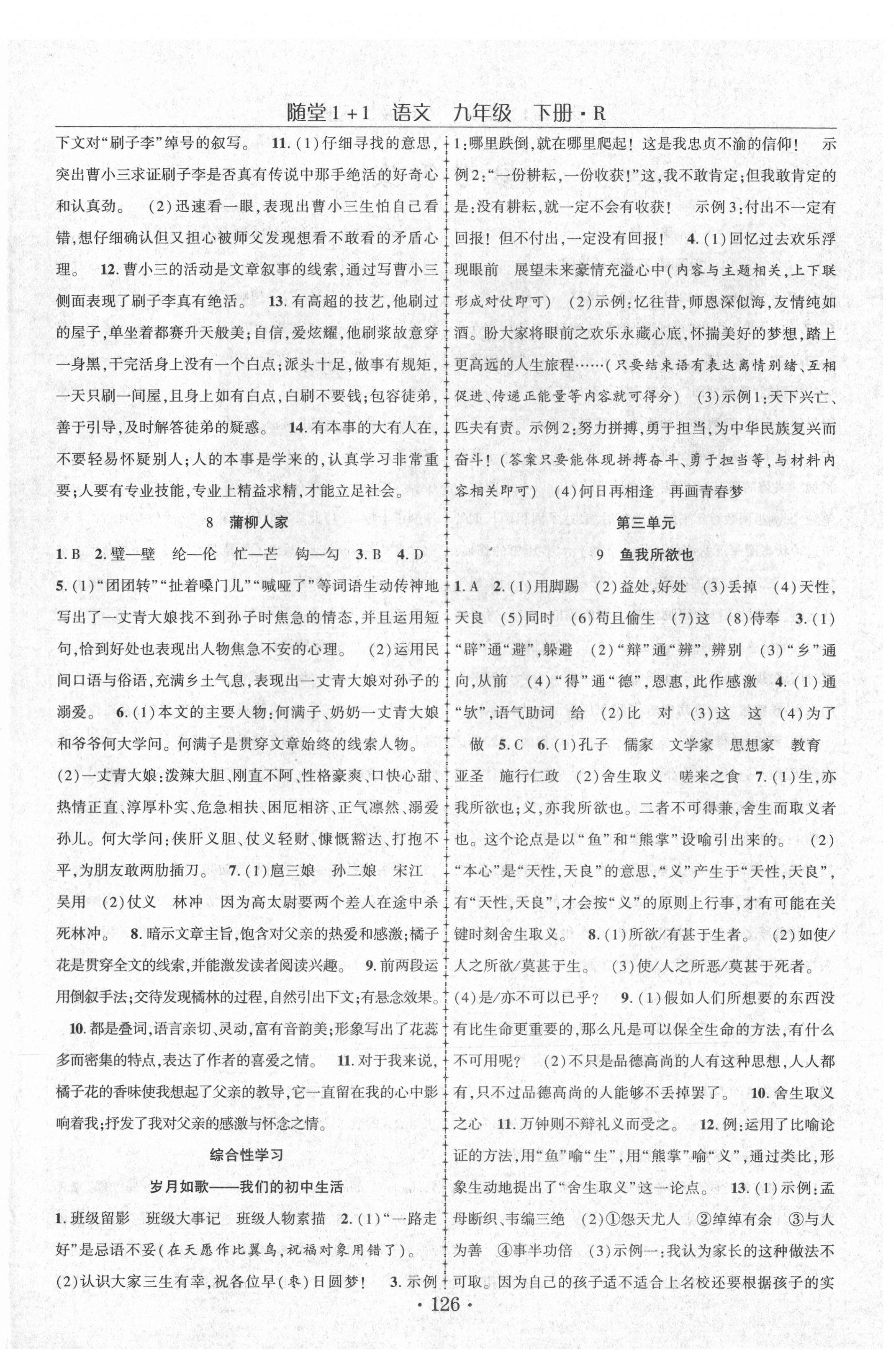 2021年随堂1加1导练九年级语文下册人教版 第4页