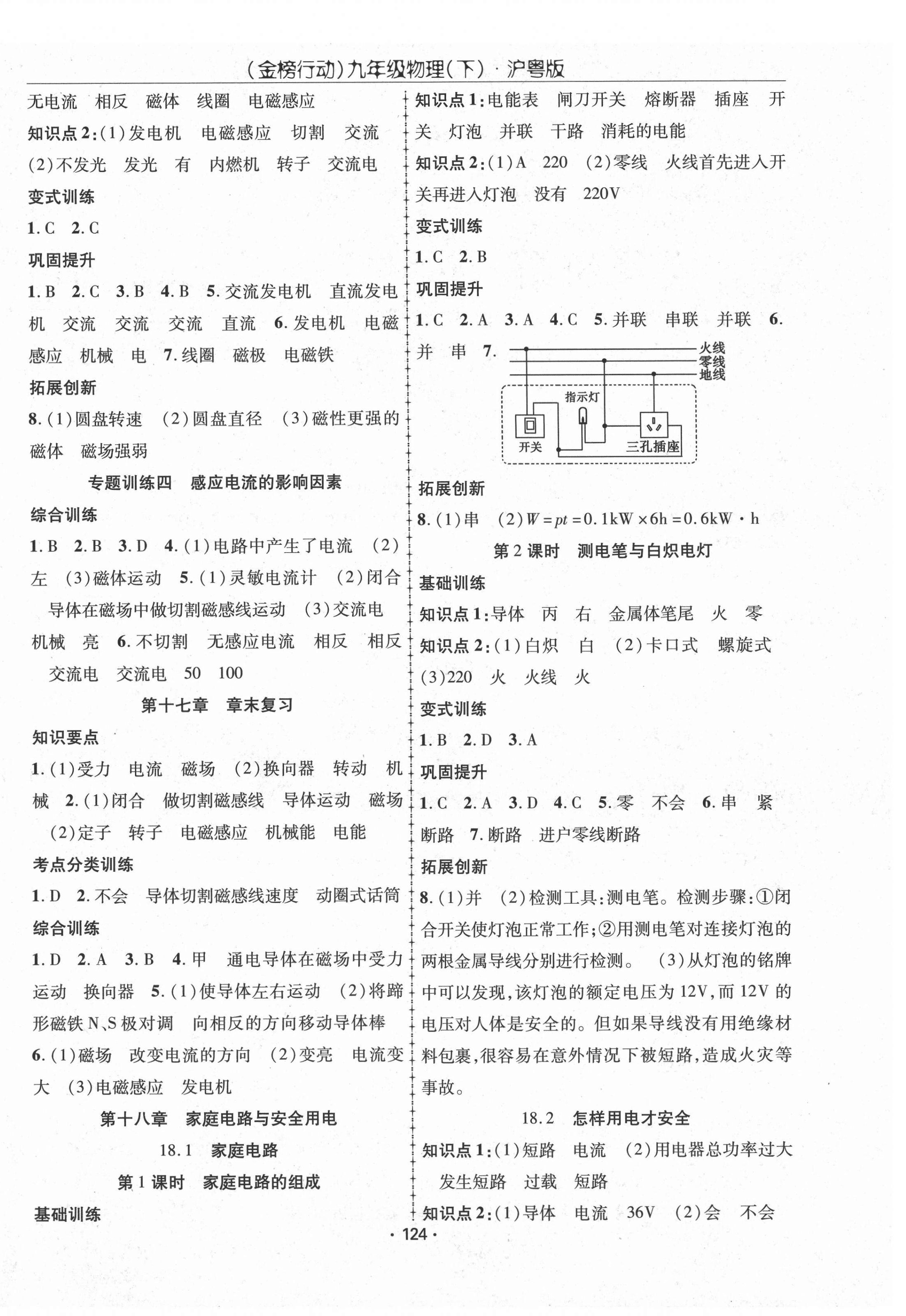 2021年金榜行動課時(shí)導(dǎo)學(xué)案九年級物理下冊滬粵版 第4頁