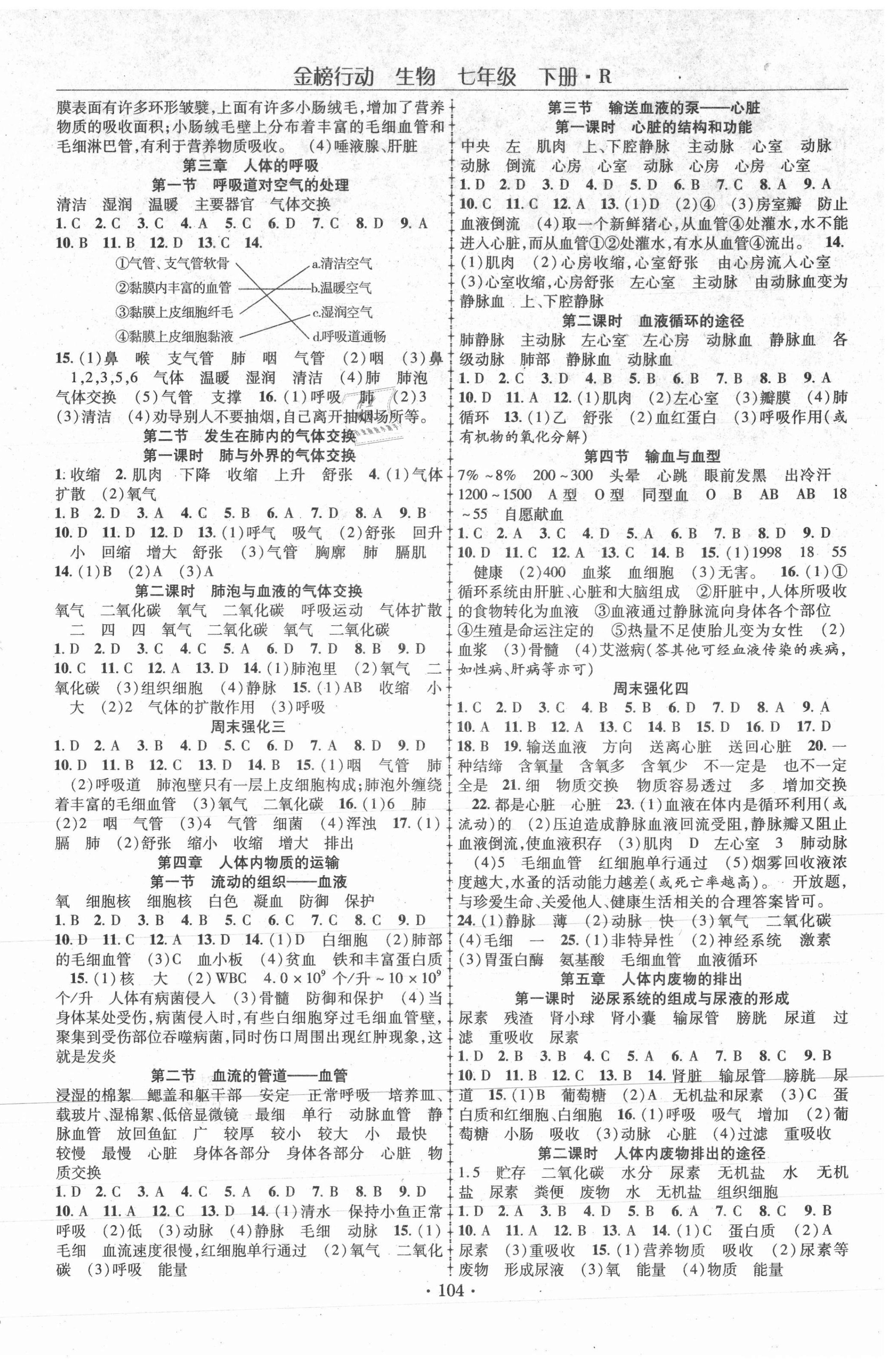 2021年金榜行動課時導(dǎo)學(xué)案七年級生物下冊人教版 第2頁