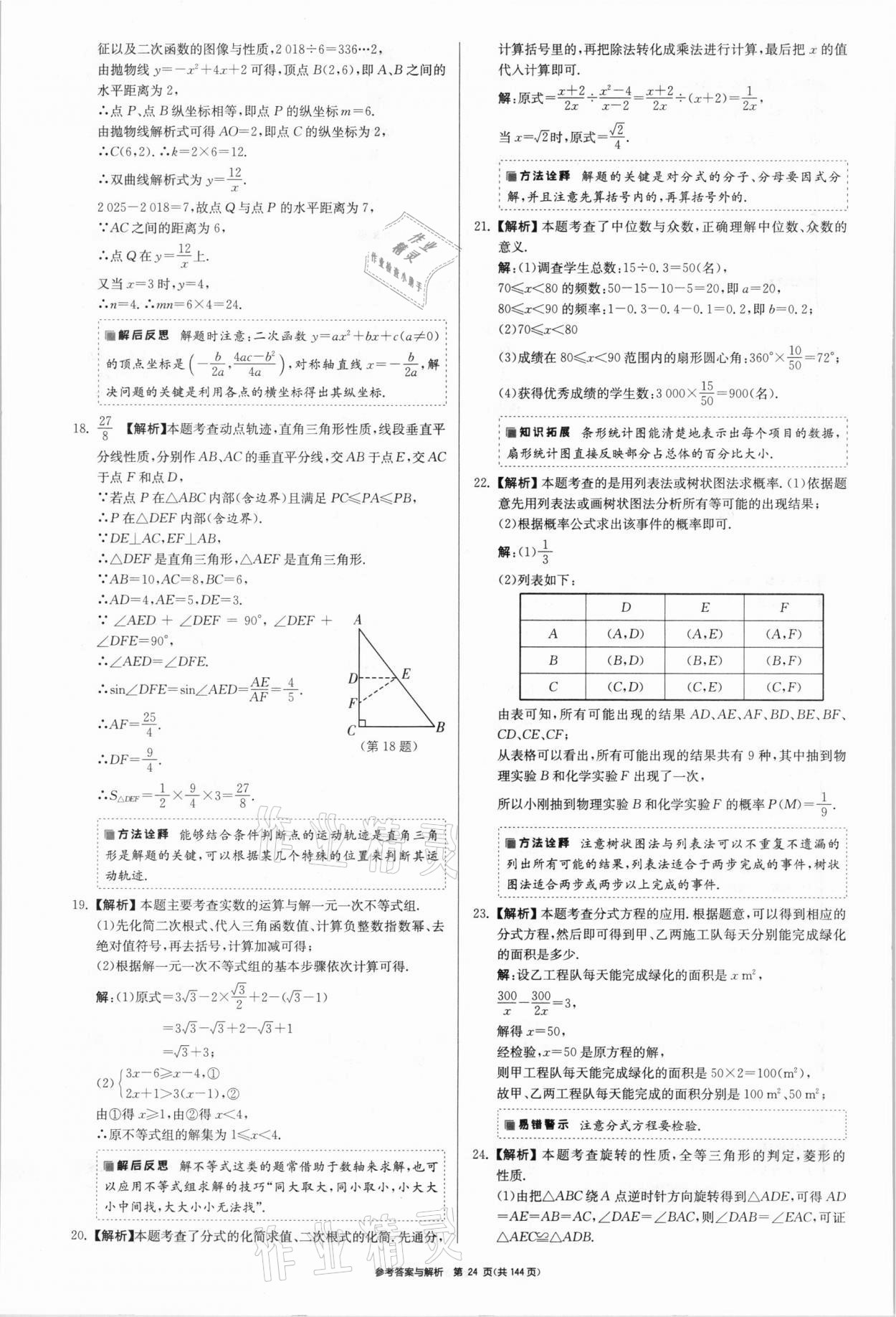 2021年中考總復(fù)習(xí)制勝金卷數(shù)學(xué)揚(yáng)州專版 參考答案第24頁