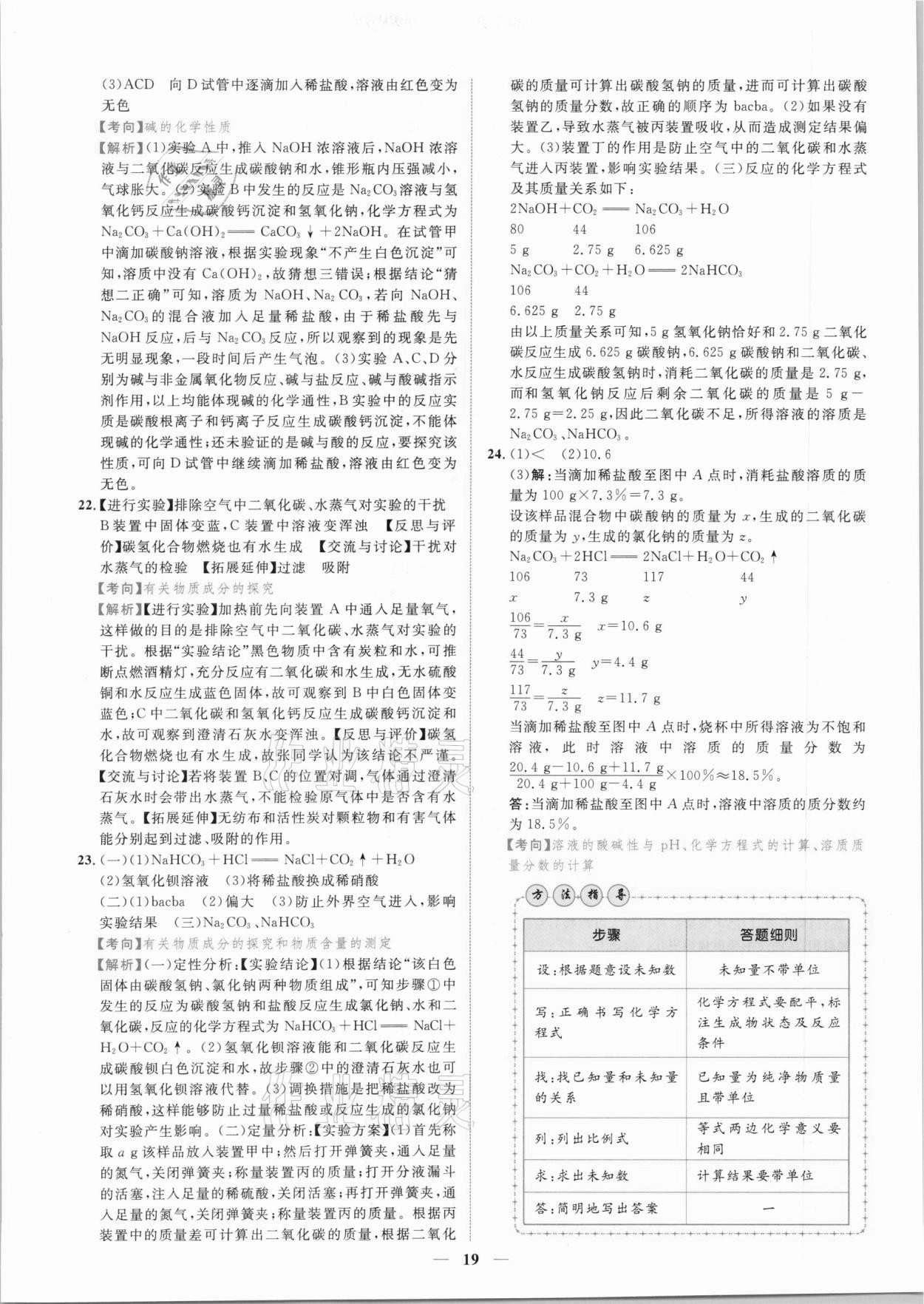 2021年中考金卷中考試題精編化學(xué)江西專版 參考答案第16頁