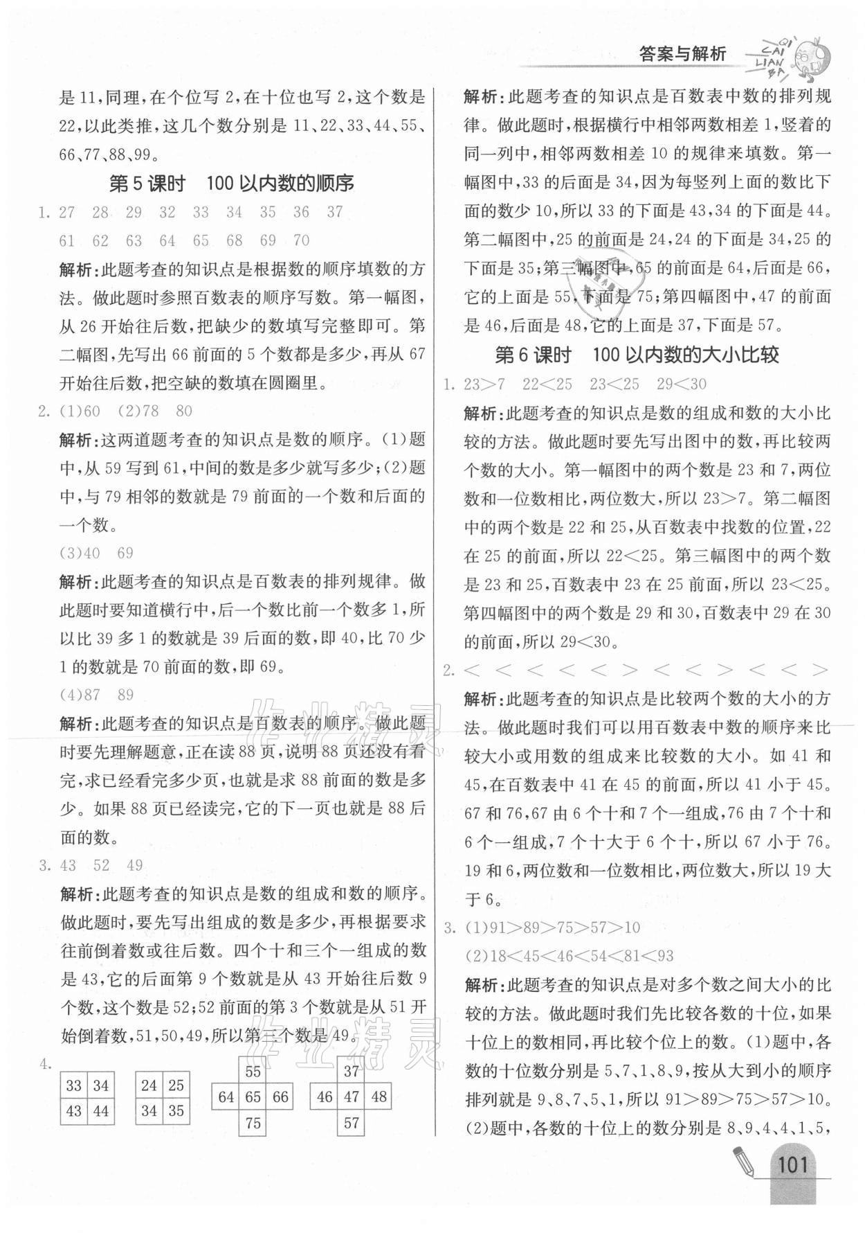 2021年七彩練霸一年級數(shù)學下冊冀教版 參考答案第9頁