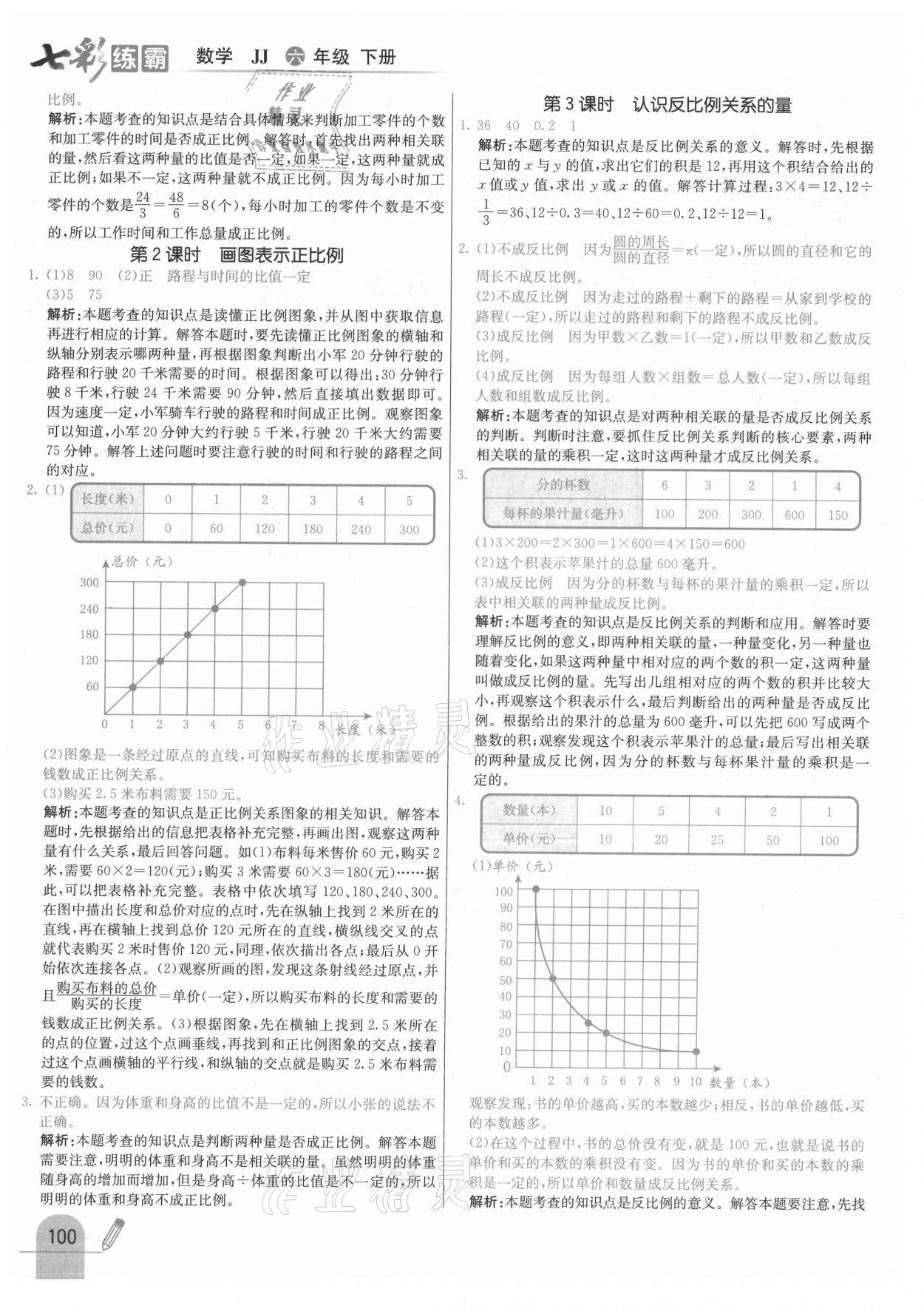 2021年七彩練霸六年級(jí)數(shù)學(xué)下冊(cè)冀教版 參考答案第8頁