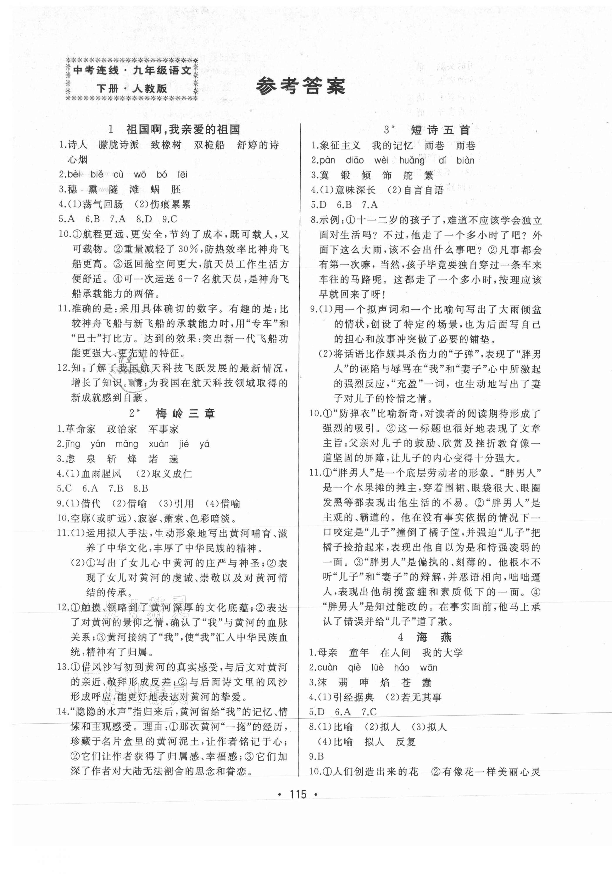 2021年中考連線九年級(jí)語(yǔ)文下冊(cè)人教版 第1頁(yè)