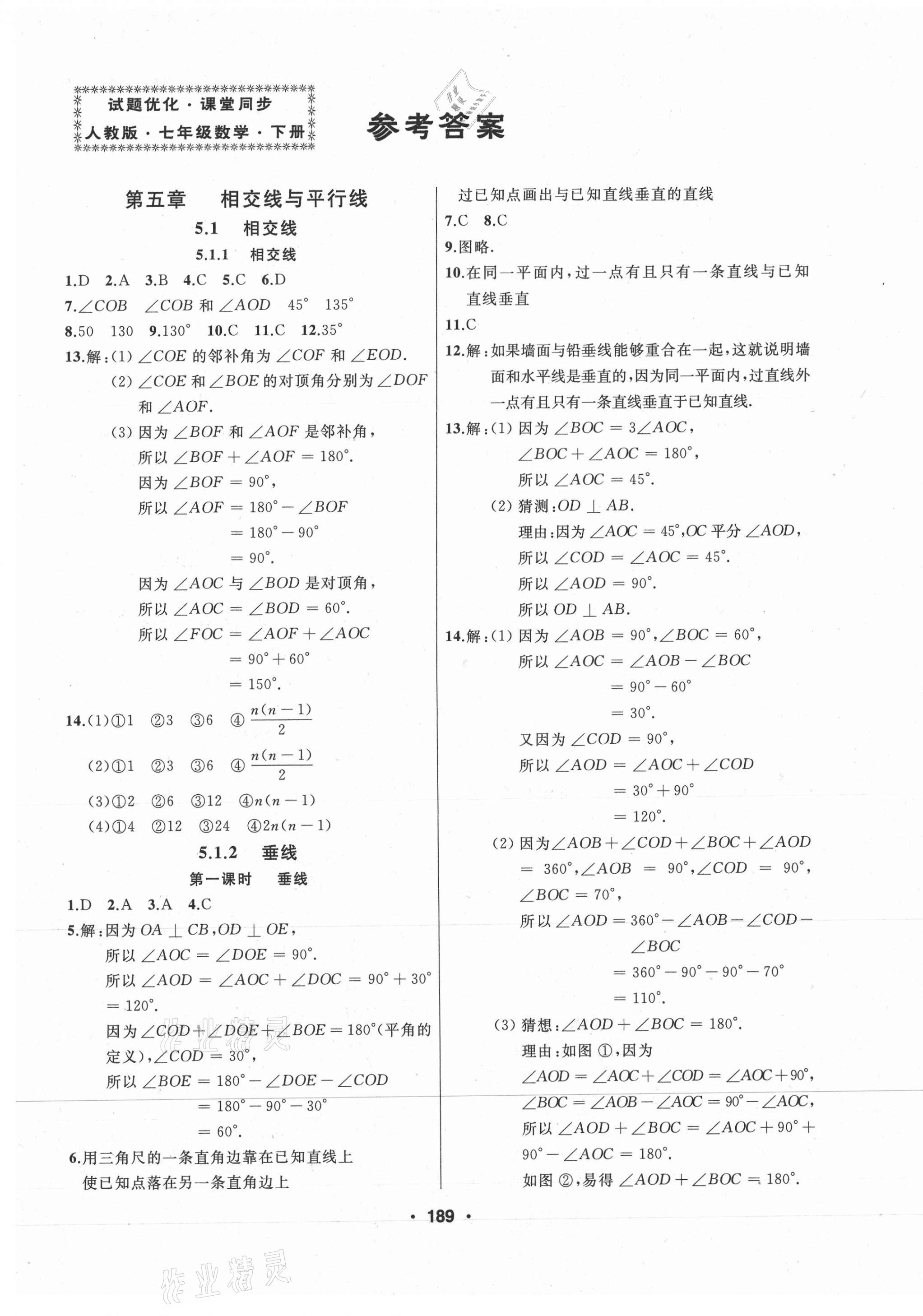 2021年试题优化课堂同步七年级数学下册人教版 第1页