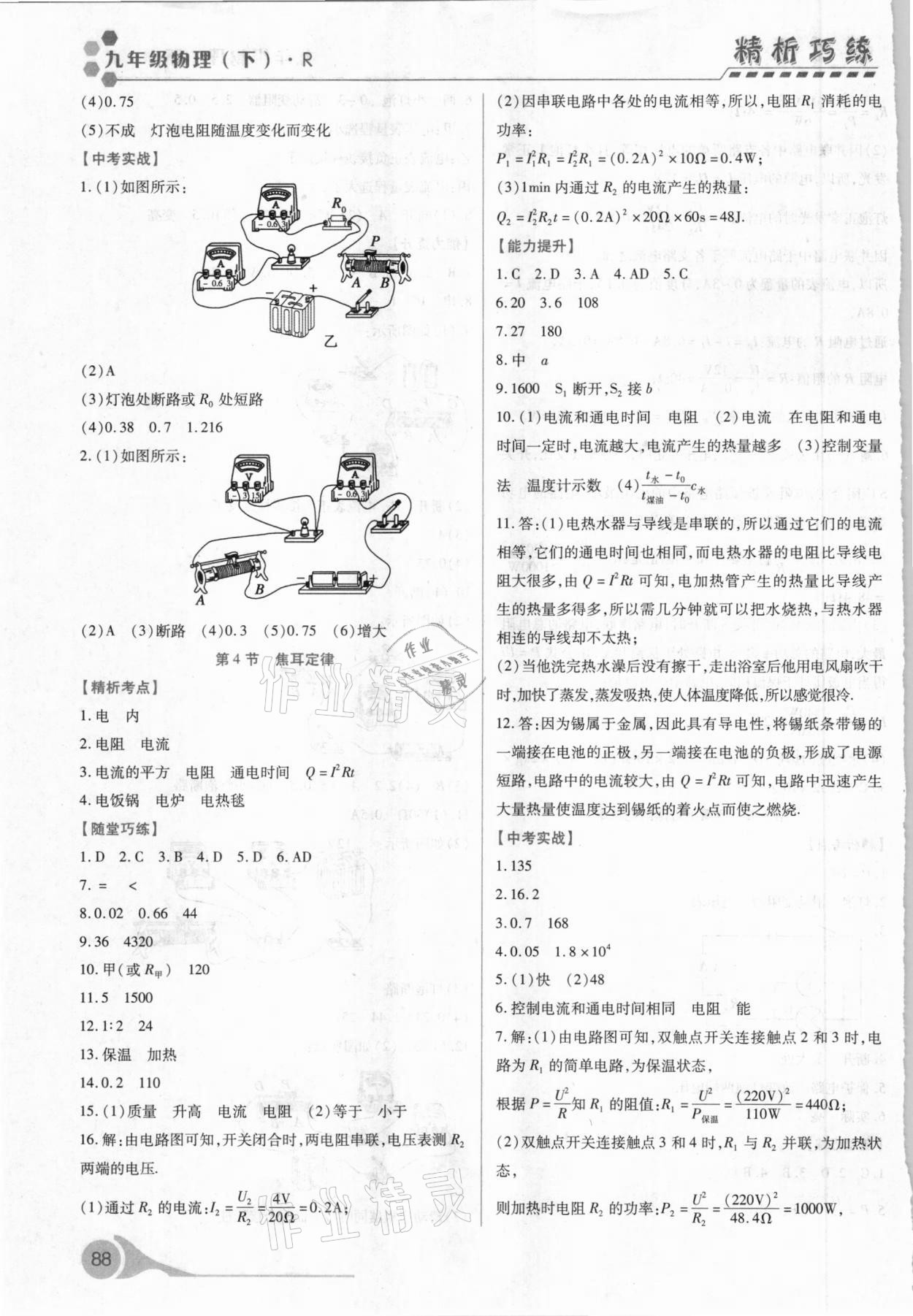 2021年精析巧练九年级物理下册 第4页