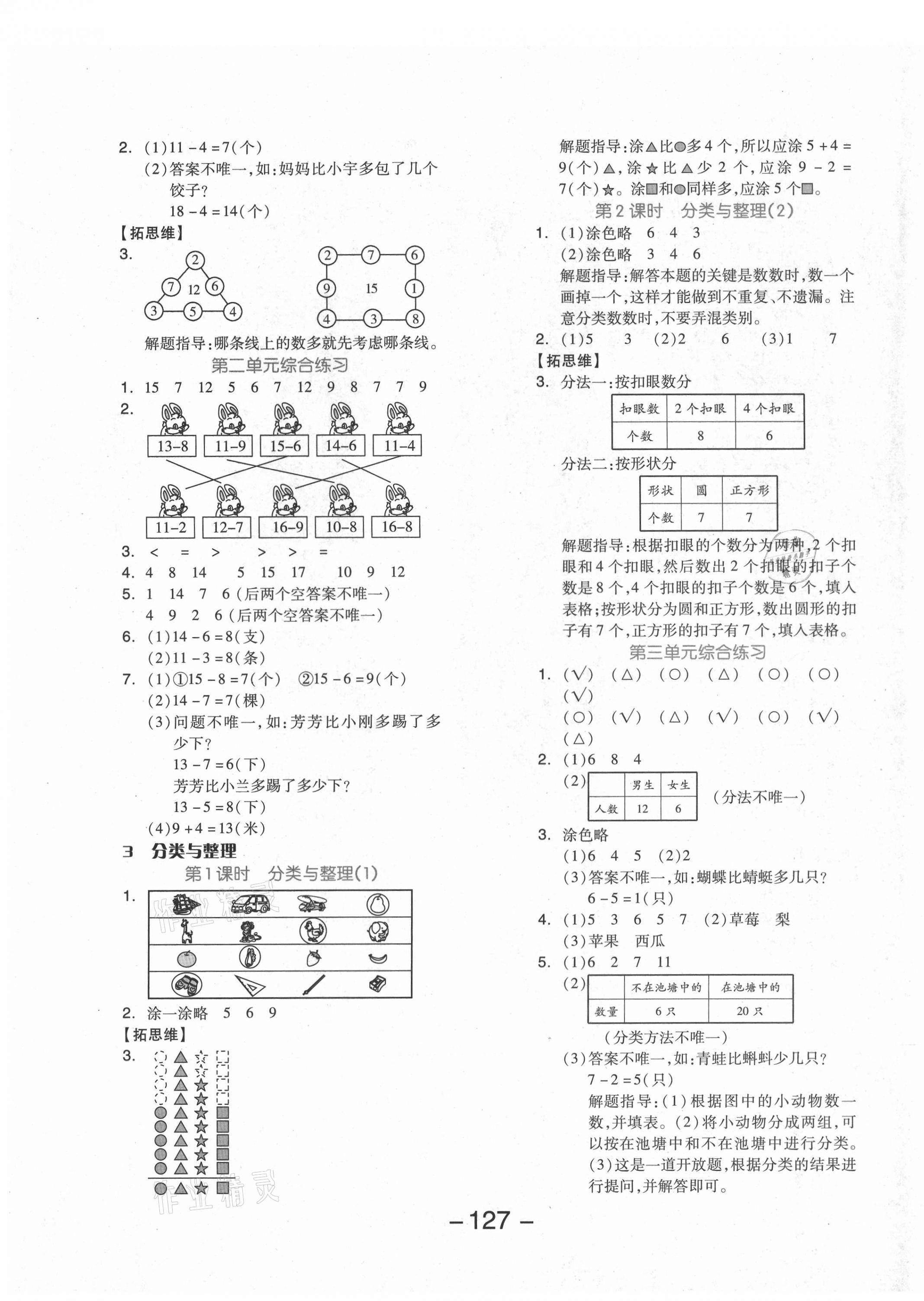 2021年全品學(xué)練考一年級(jí)數(shù)學(xué)下冊(cè)人教版福建專版 參考答案第3頁